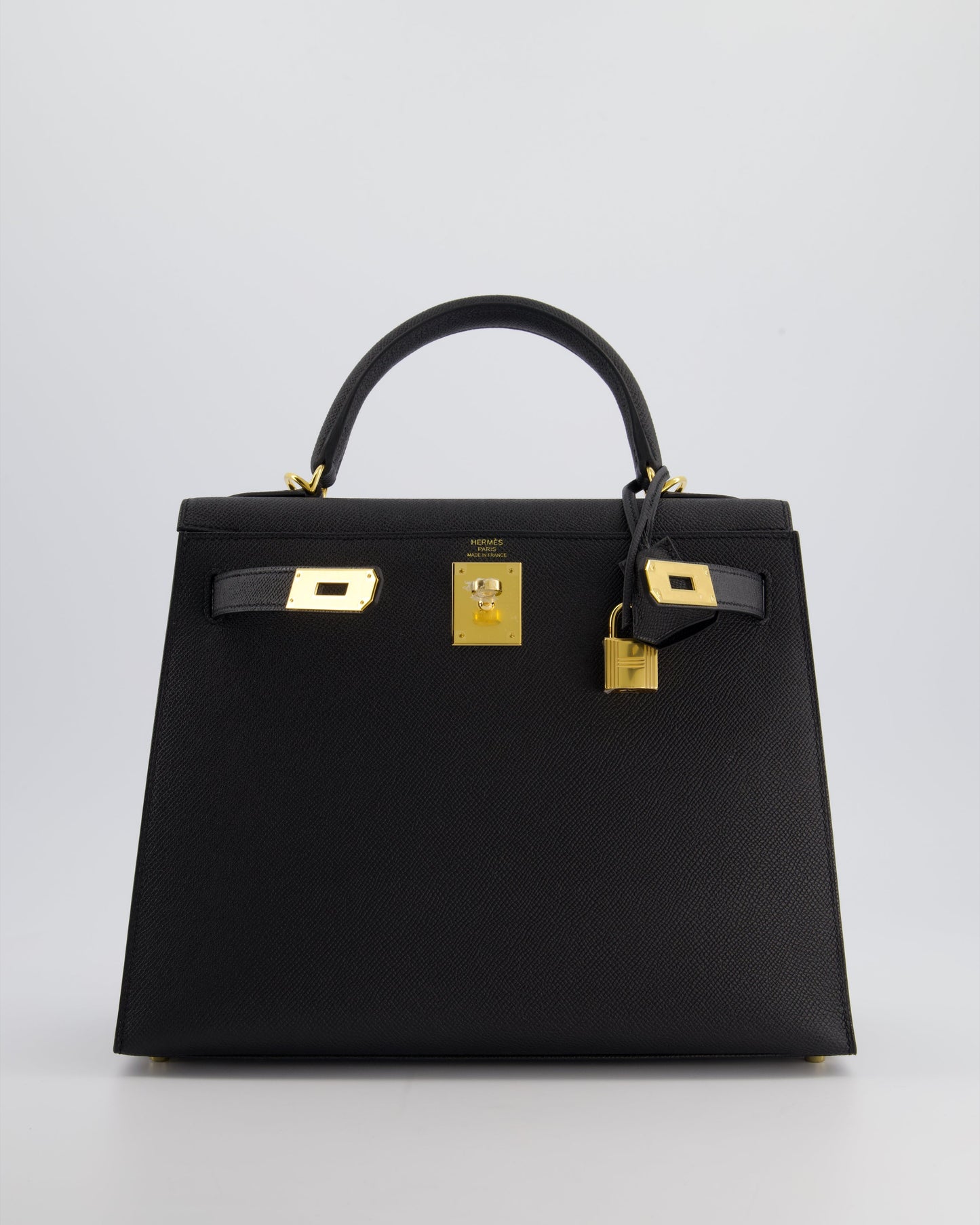 Herm�s Kelly 28 Sellier Bag in Noir Epsom Leather with Gold Hardware