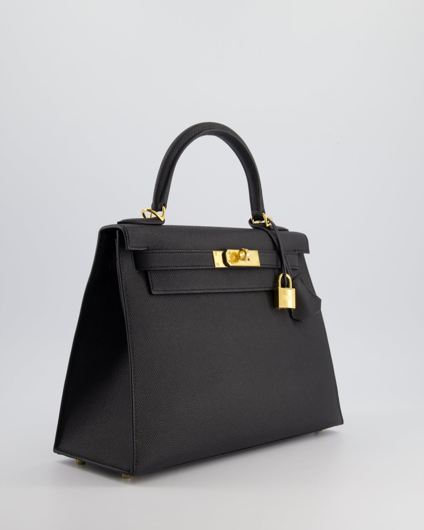 Herm�s Kelly 28 Sellier Bag in Noir Epsom Leather with Gold Hardware