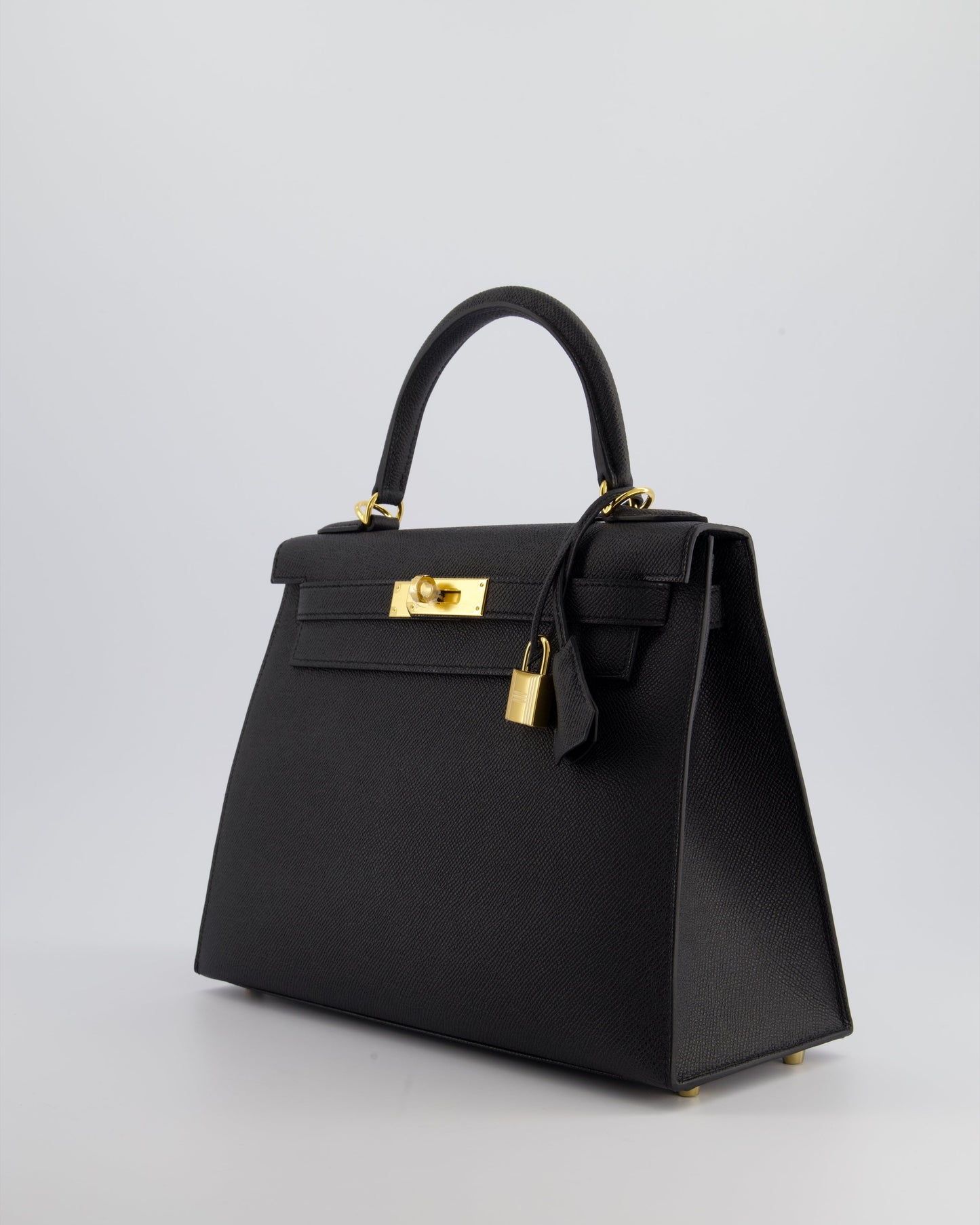 Herm�s Kelly 28 Sellier Bag in Noir Epsom Leather with Gold Hardware