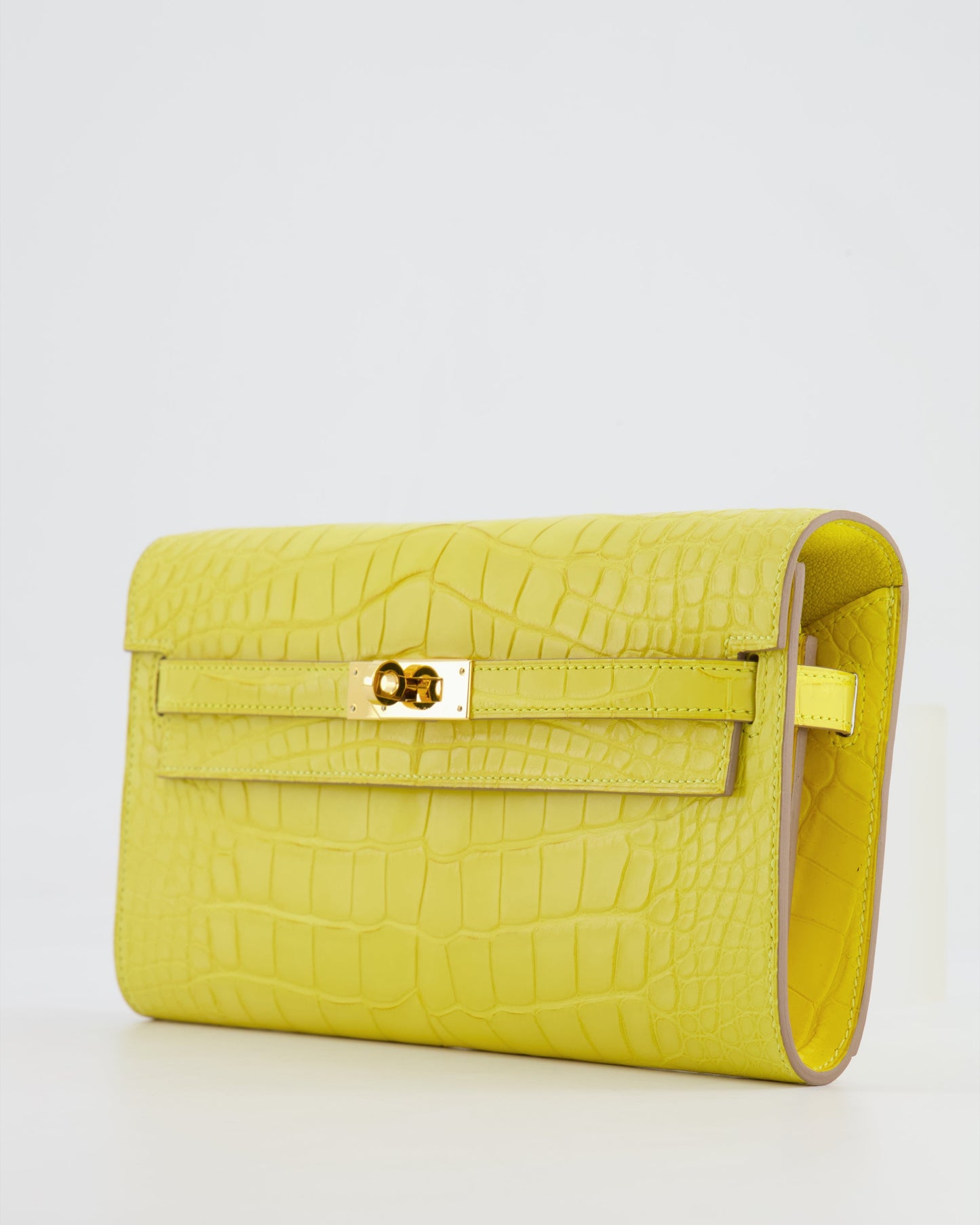 *RARE* Herm�s Kelly To Go Bag in Jaune Mimosa Alligator Mississippiensis Leather with Gold Hardware