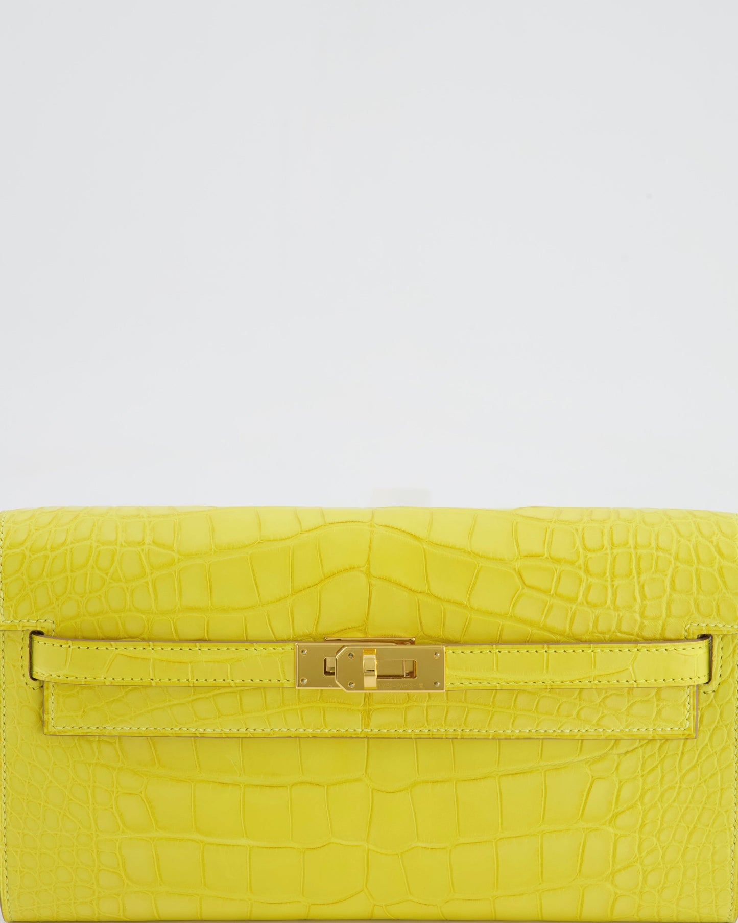 *RARE* Herm�s Kelly To Go Bag in Jaune Mimosa Alligator Mississippiensis Leather with Gold Hardware