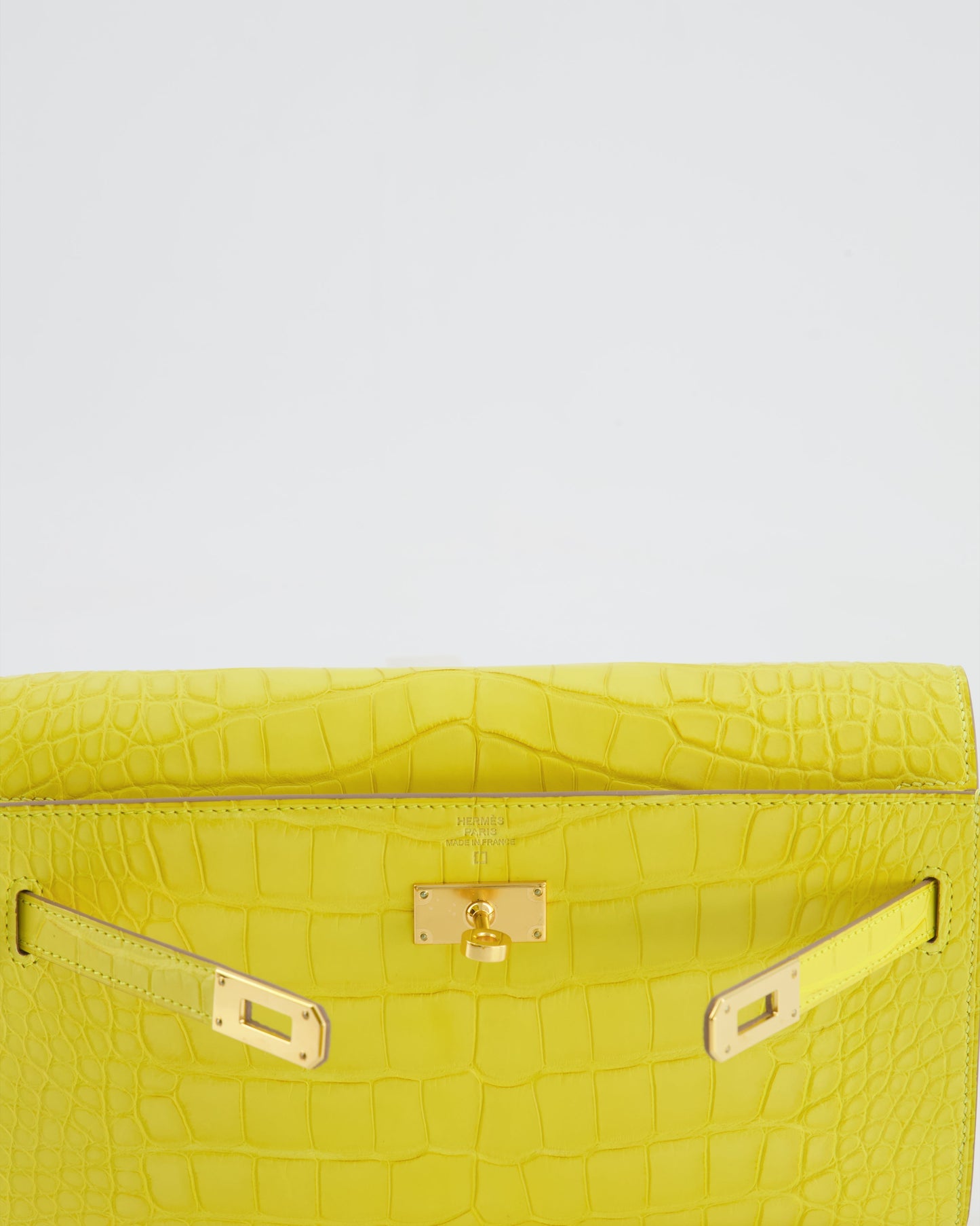 *RARE* Herm�s Kelly To Go Bag in Jaune Mimosa Alligator Mississippiensis Leather with Gold Hardware
