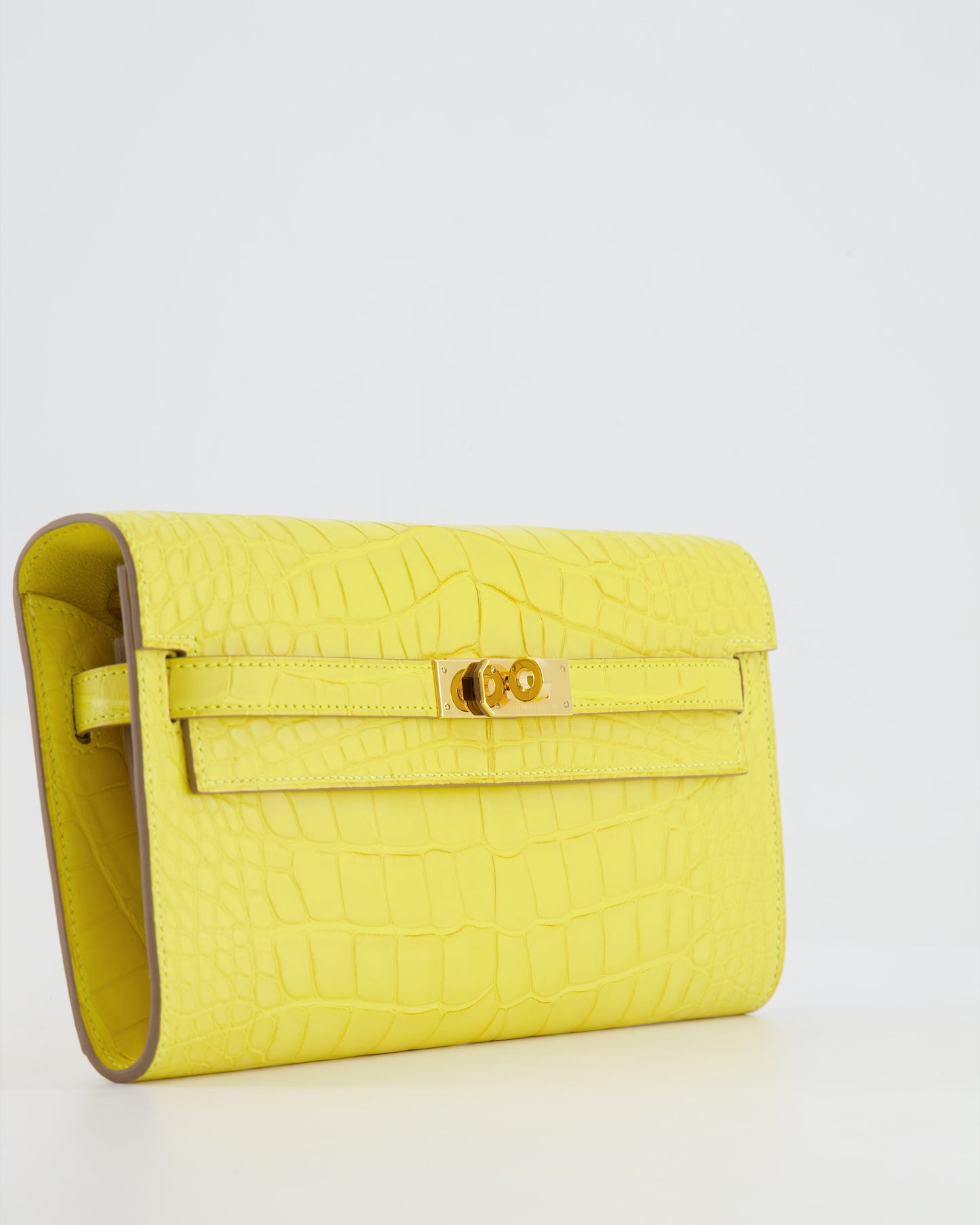 *RARE* Herm�s Kelly To Go Bag in Jaune Mimosa Alligator Mississippiensis Leather with Gold Hardware