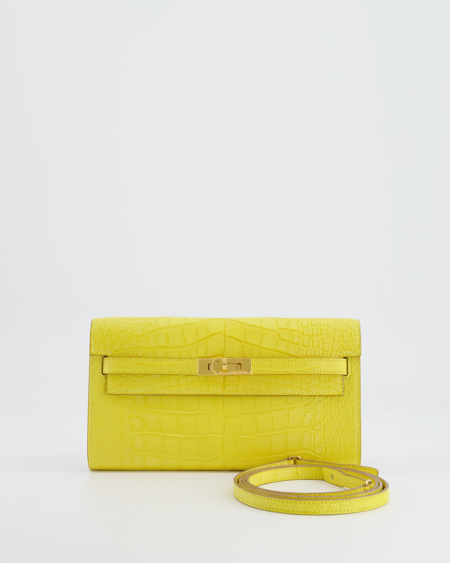 *RARE* Herm�s Kelly To Go Bag in Jaune Mimosa Alligator Mississippiensis Leather with Gold Hardware