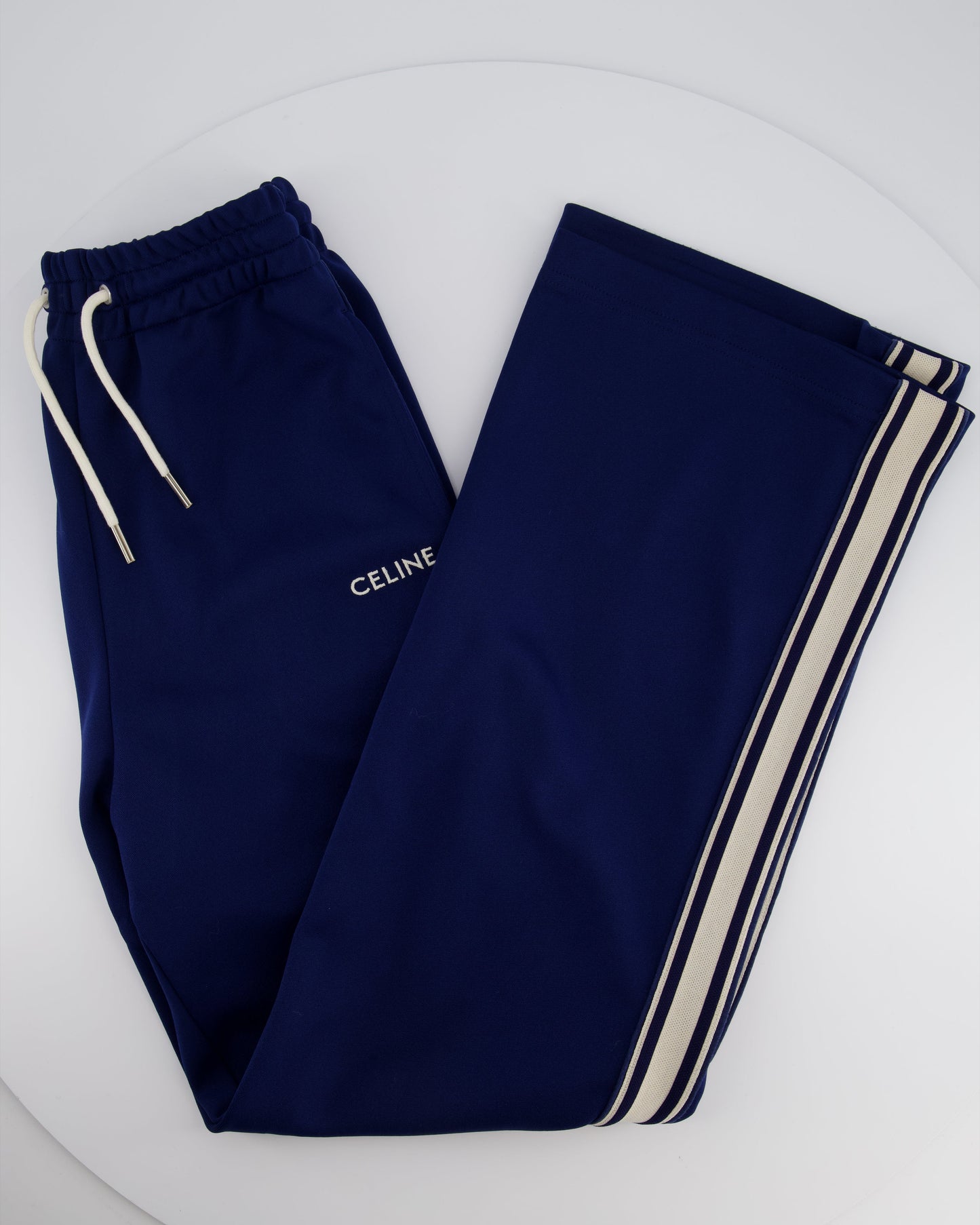 Celine Blue Two-Piece Tracksuit Set with Logo and Stripe Trim Size XS/S (UK 8/10) RRP 2100£