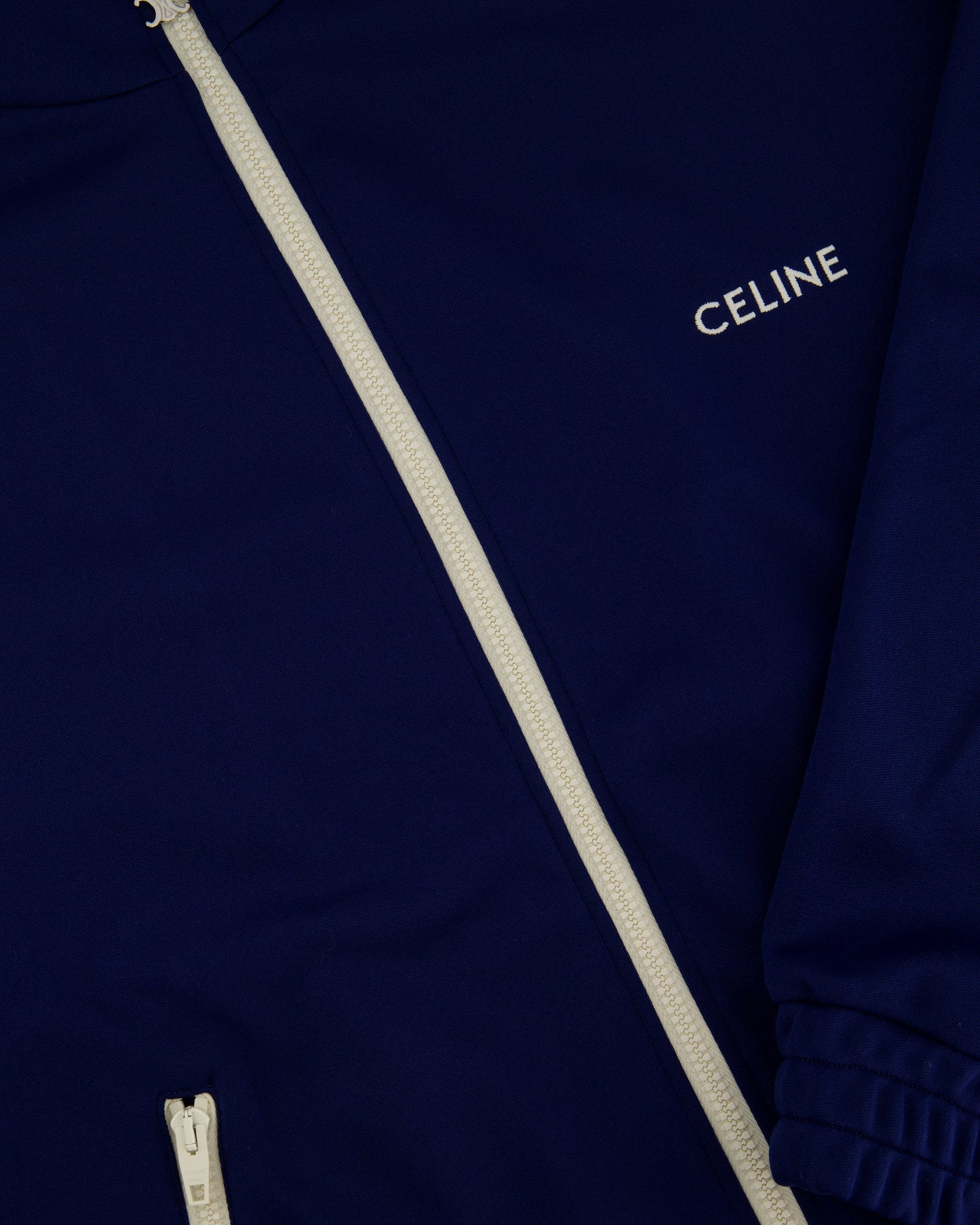 Celine Blue Two-Piece Tracksuit Set with Logo and Stripe Trim Size XS/S (UK 8/10) RRP 2100£