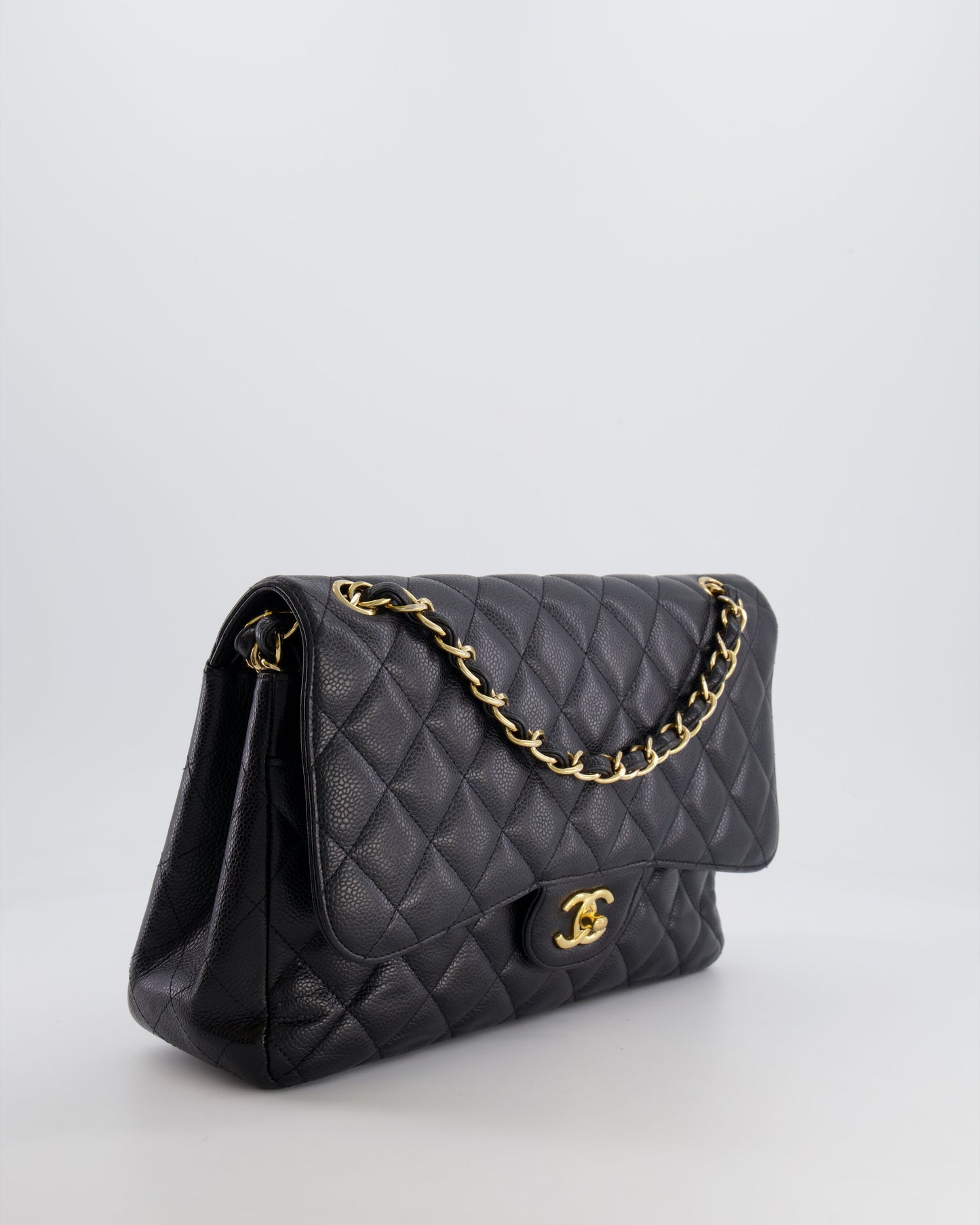 Chanel Black Jumbo Classic Double Flap Bag in Caviar Leather with Gold Hardware RRP ¬£9,540