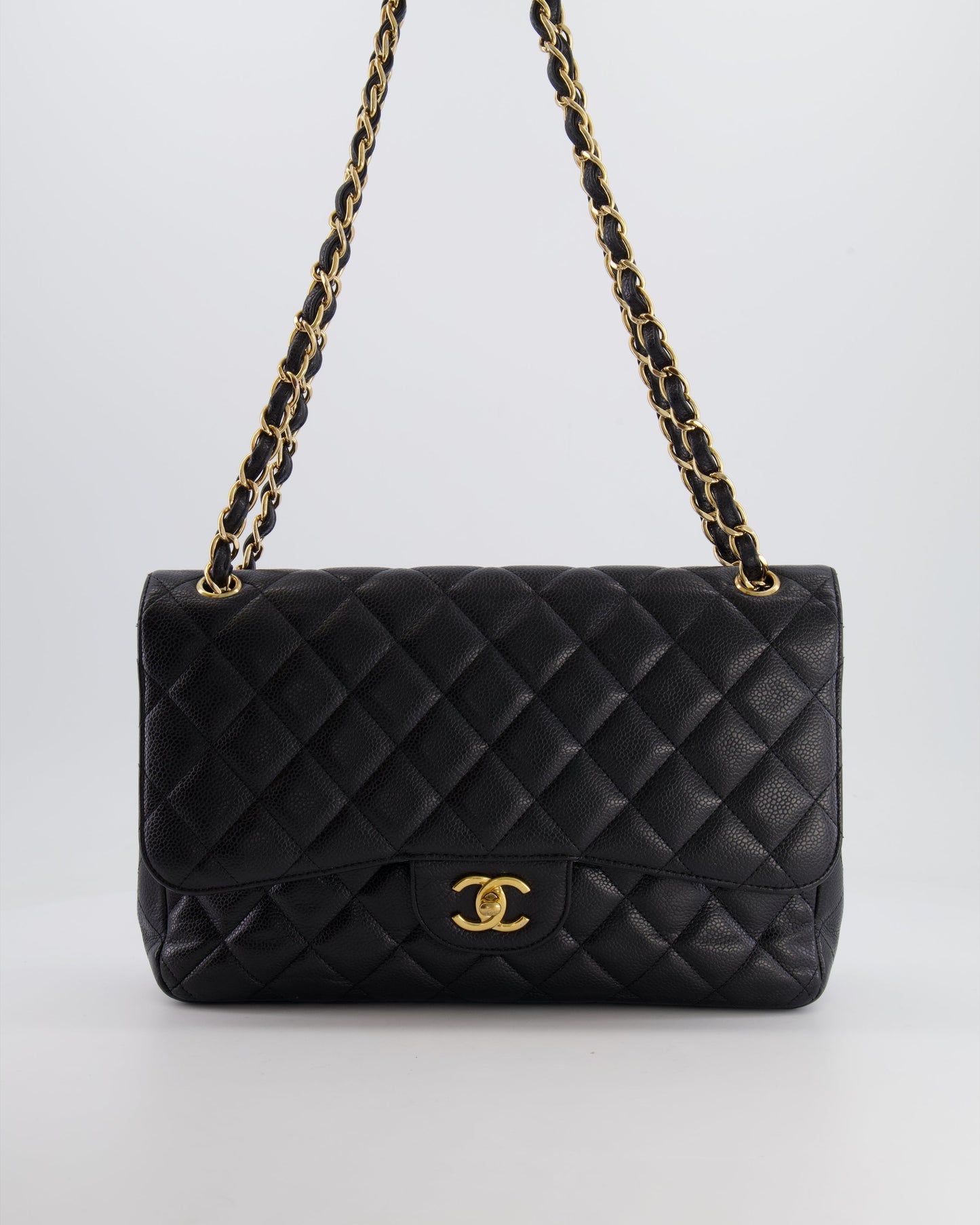 Chanel Black Jumbo Classic Double Flap Bag in Caviar Leather with Gold Hardware RRP ¬£9,540