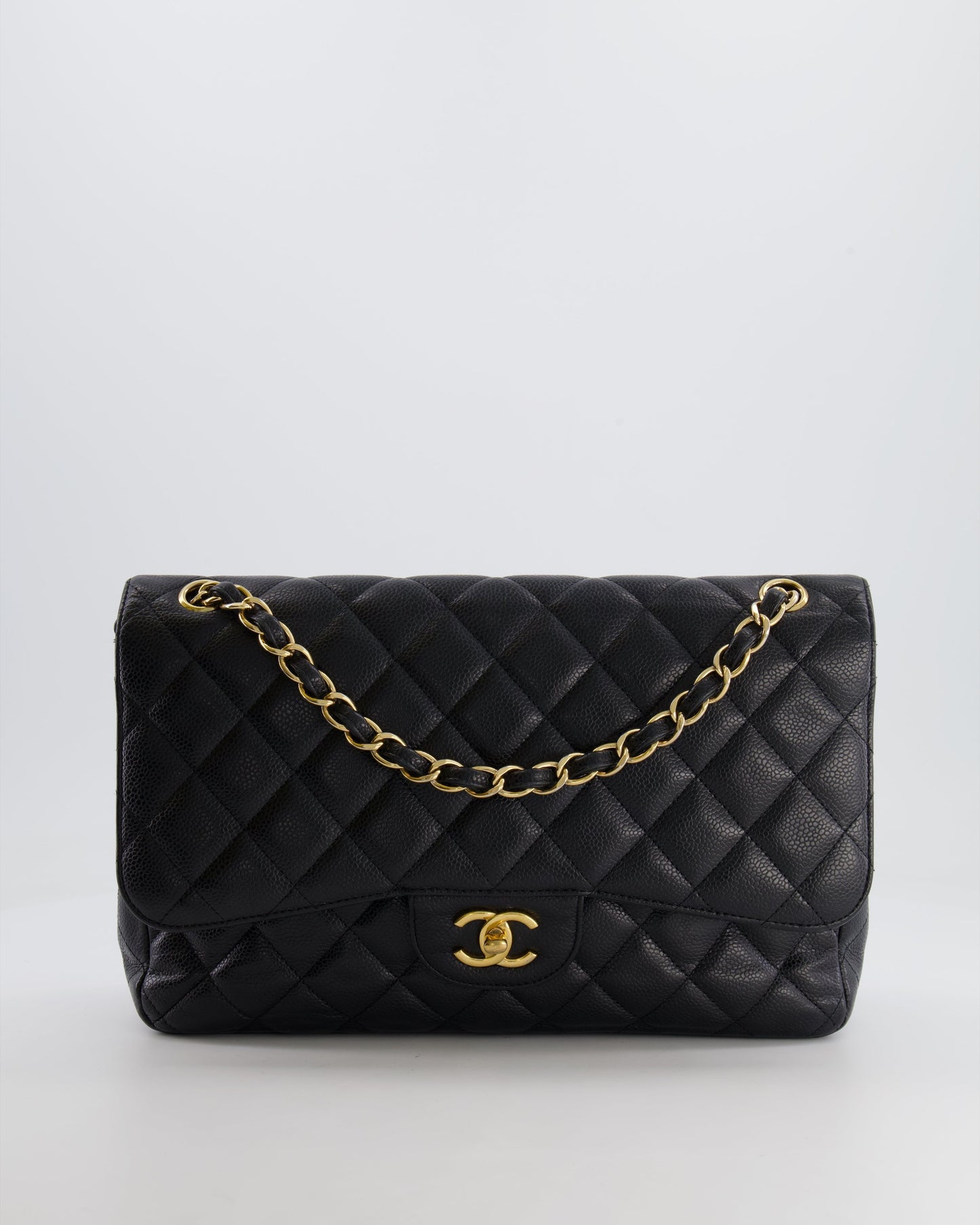 Chanel Black Jumbo Classic Double Flap Bag in Caviar Leather with Gold Hardware RRP ¬£9,540