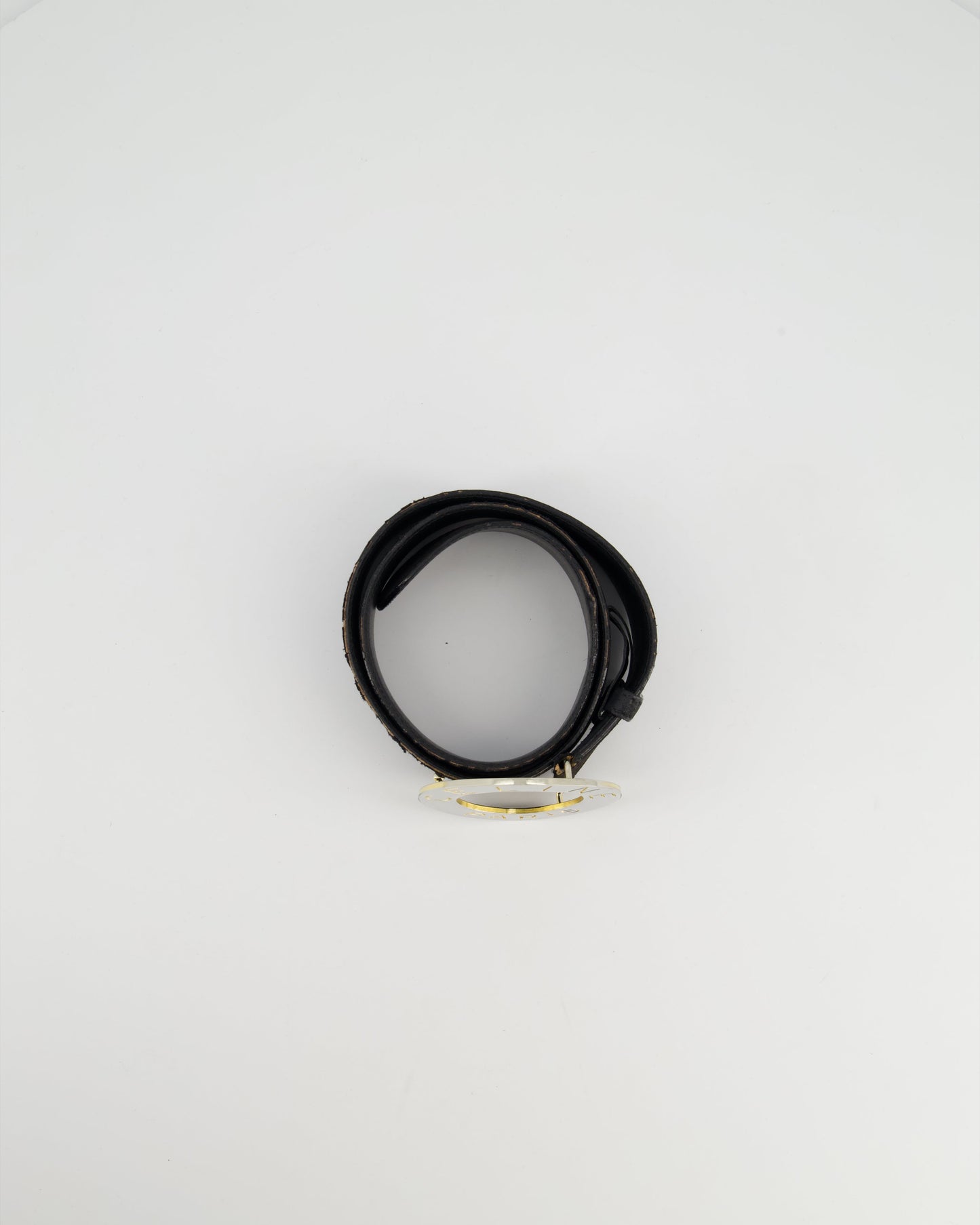 Celine   Black Suede Wide Belt With Large Silver Logo Buckle Size 70cm