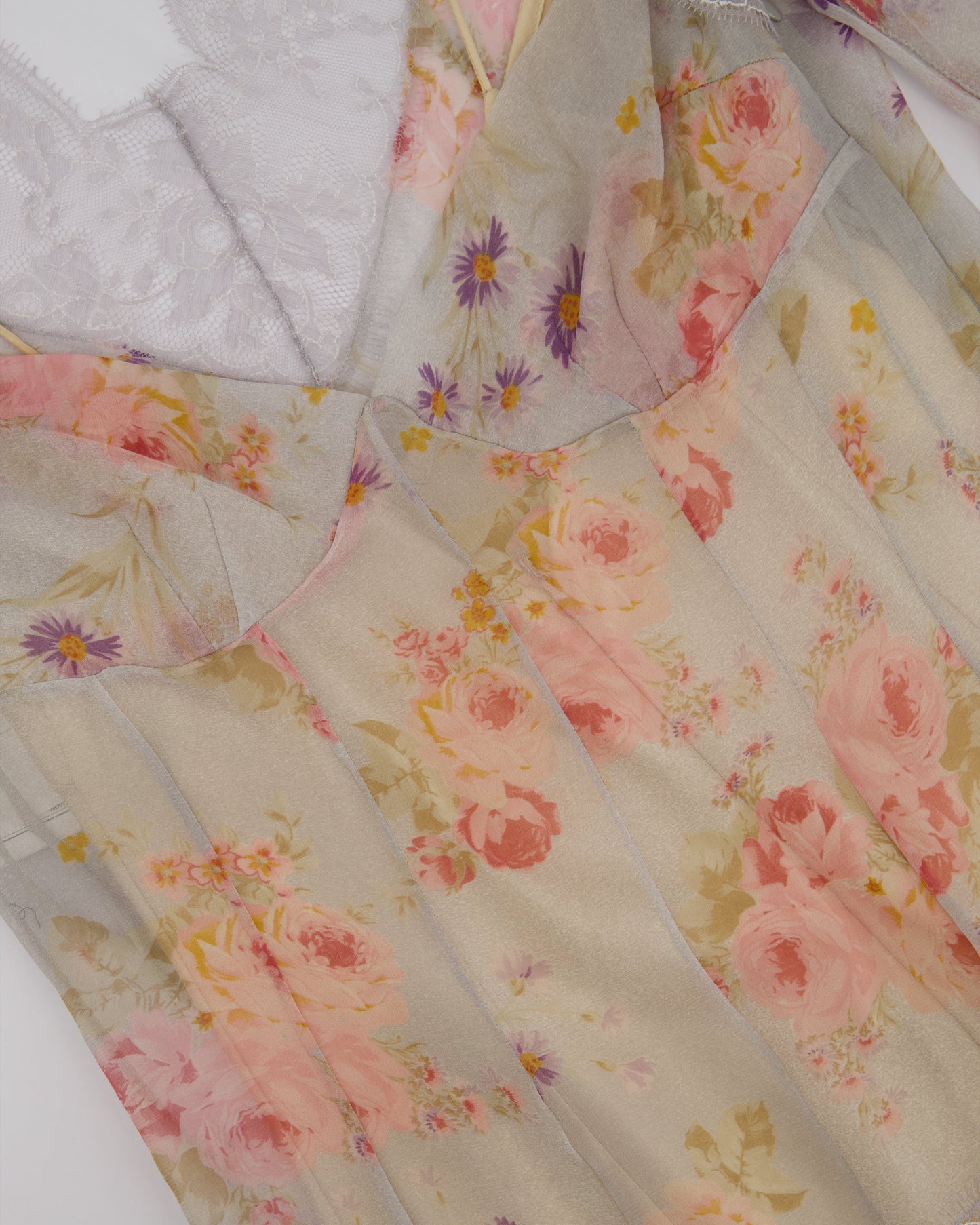 Dolce & Gabbana Sleeveless Silk Dress with Floral Print and Lace Insert Details Size IT 42 (UK 10)