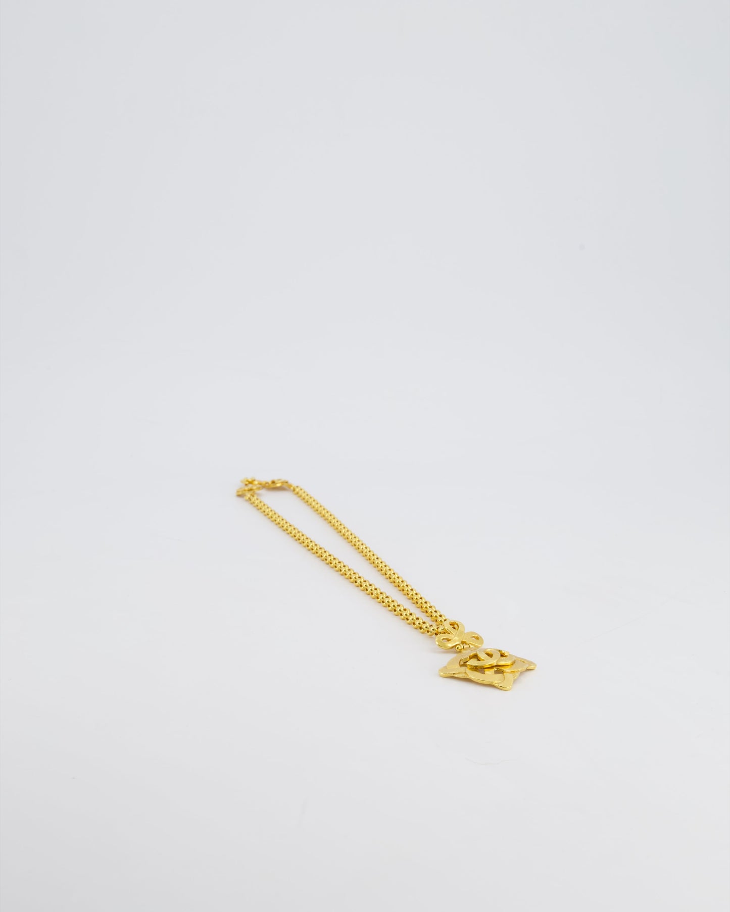 Chanel 97P   Gold Pendant Necklace With CC Detail