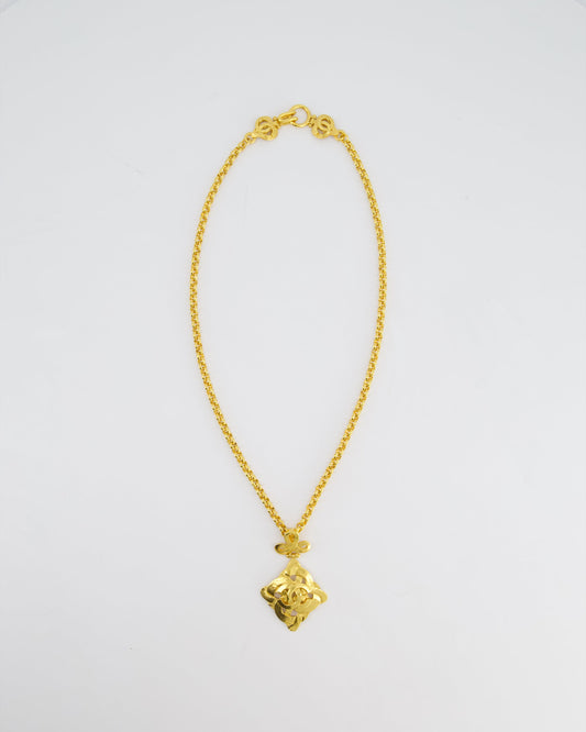 Chanel 97P   Gold Pendant Necklace With CC Detail