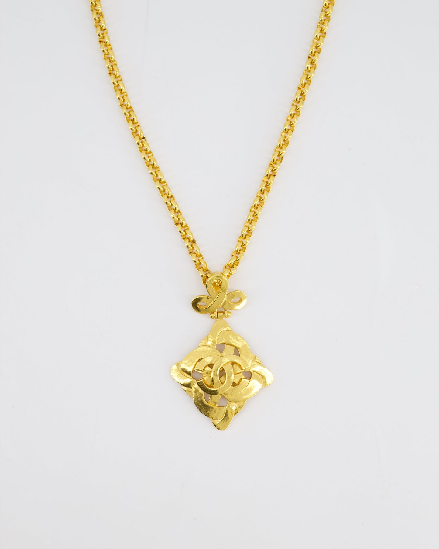 Chanel 97P   Gold Pendant Necklace With CC Detail