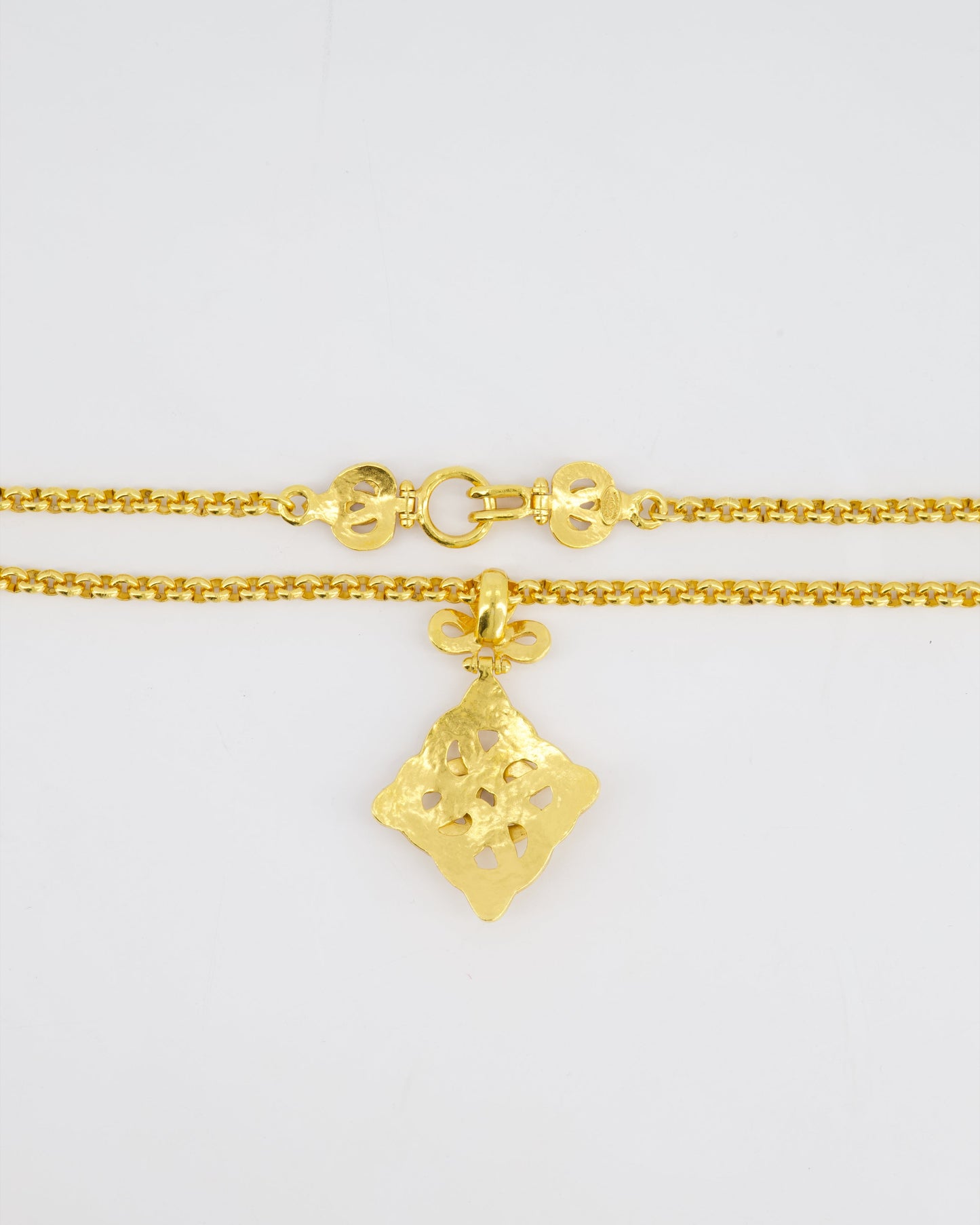 Chanel 97P   Gold Pendant Necklace With CC Detail