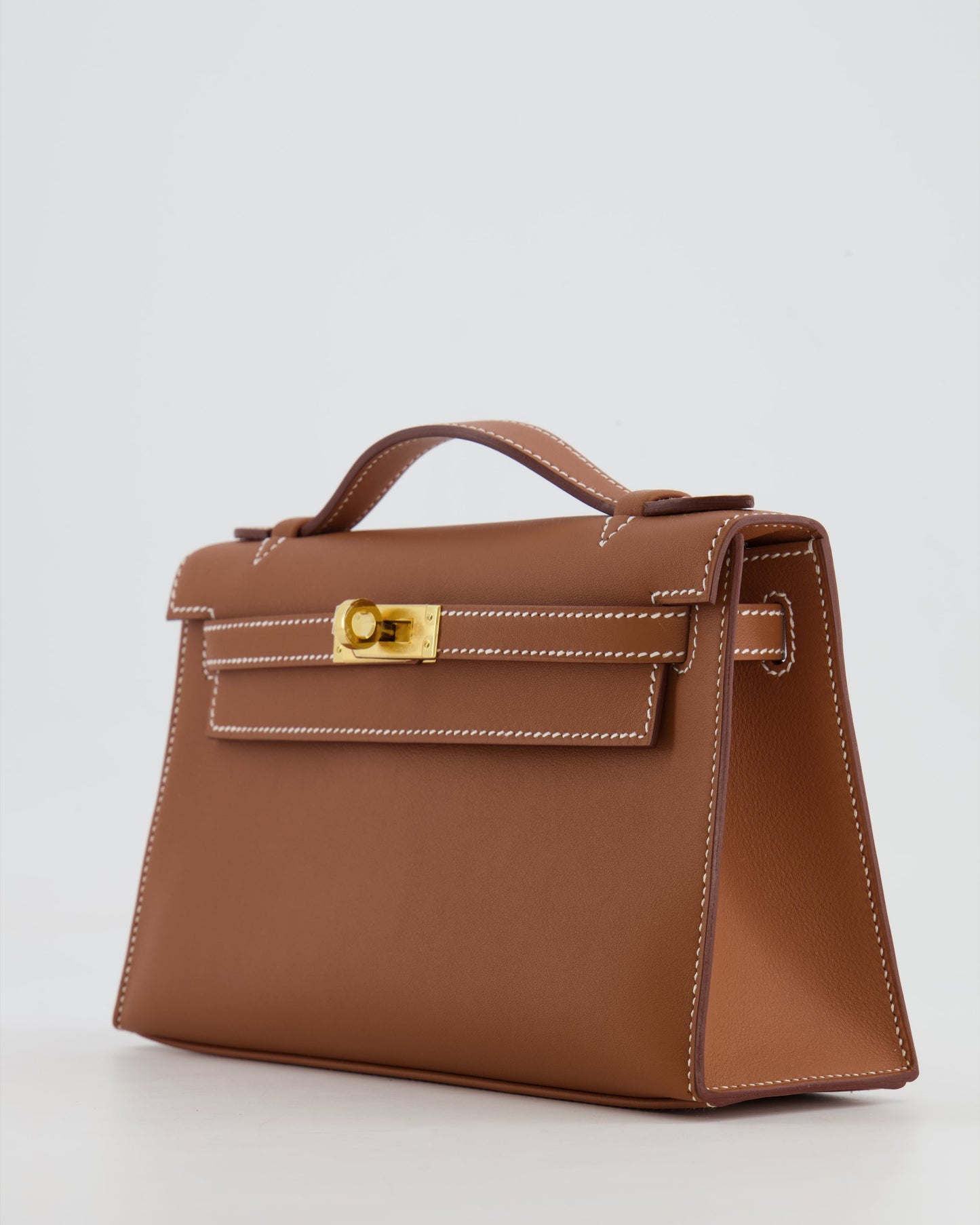 *RARE* Herm�s Mini Kelly Pochette Bag in Gold Swift Leather with Gold Hardware