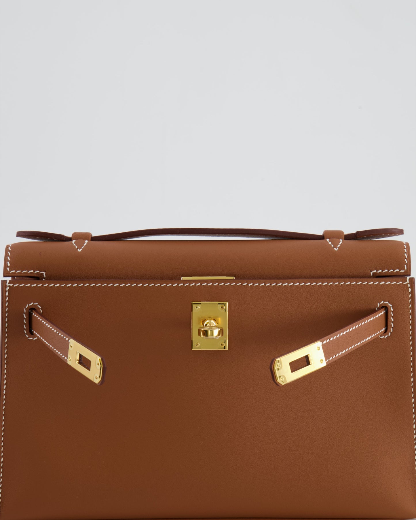 *RARE* Herm�s Mini Kelly Pochette Bag in Gold Swift Leather with Gold Hardware
