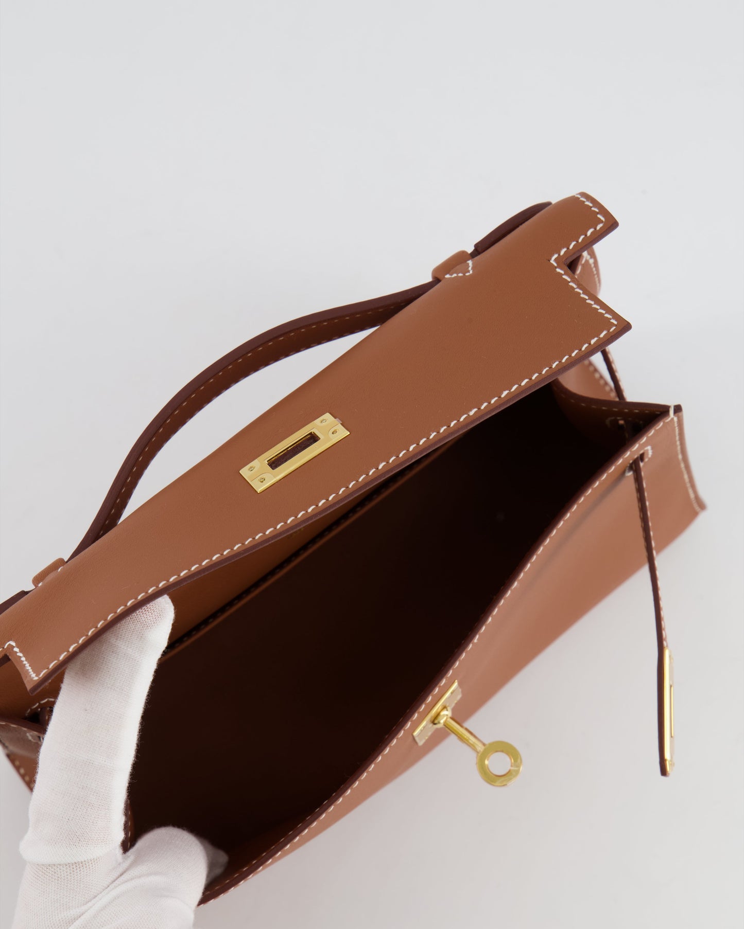*RARE* Herm�s Mini Kelly Pochette Bag in Gold Swift Leather with Gold Hardware
