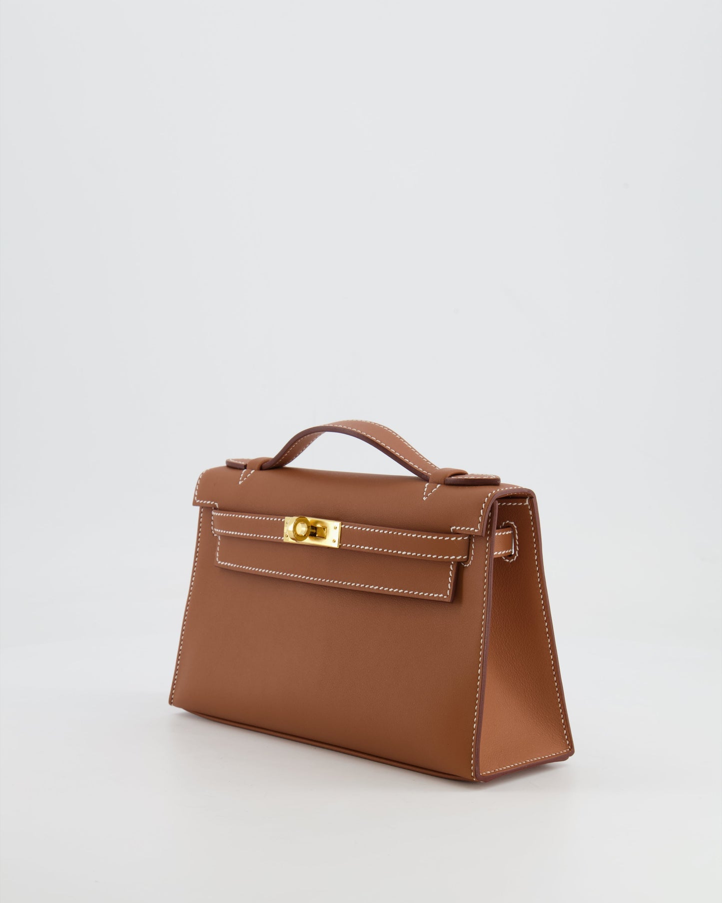 *RARE* Herm�s Mini Kelly Pochette Bag in Gold Swift Leather with Gold Hardware