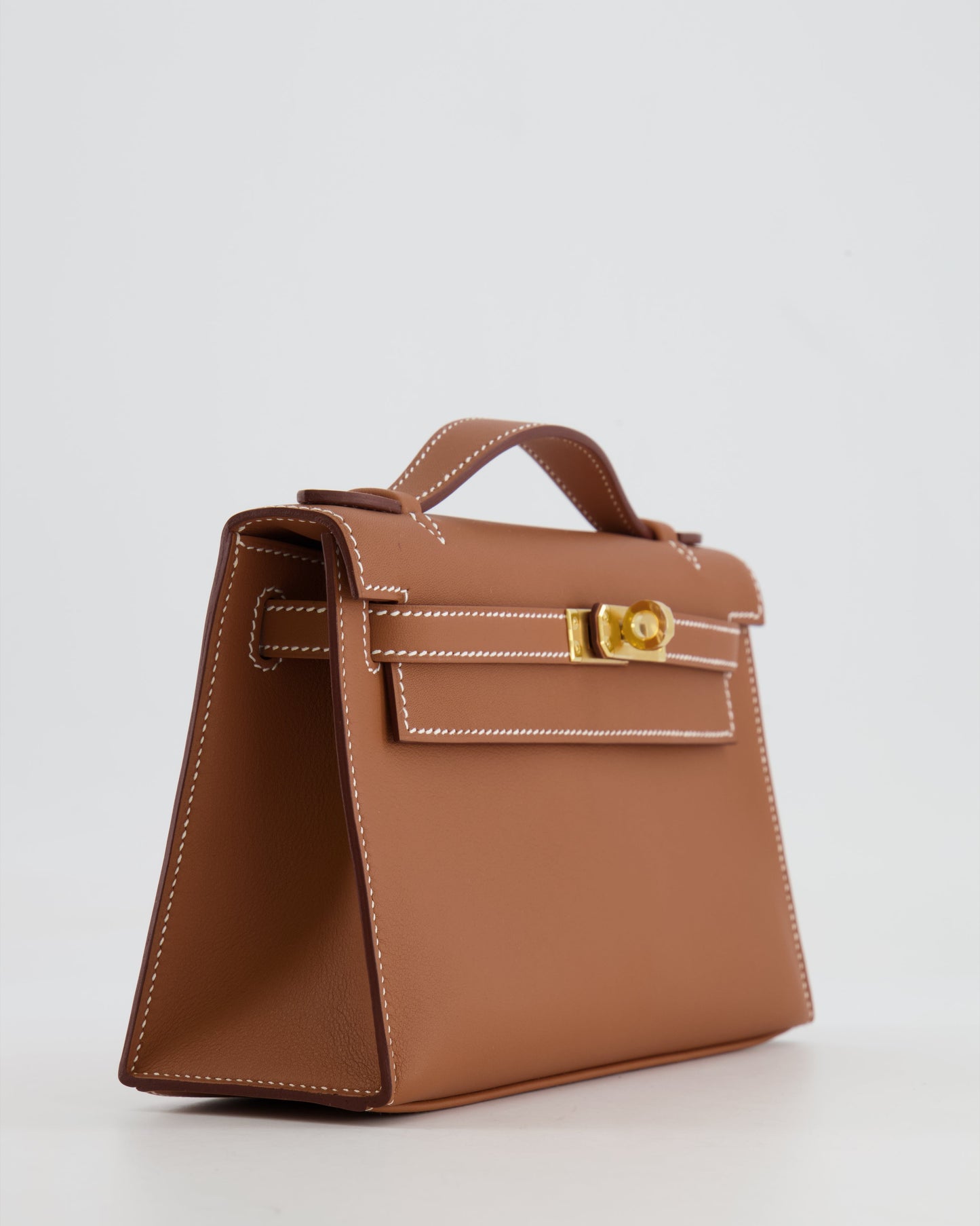 *RARE* Herm�s Mini Kelly Pochette Bag in Gold Swift Leather with Gold Hardware