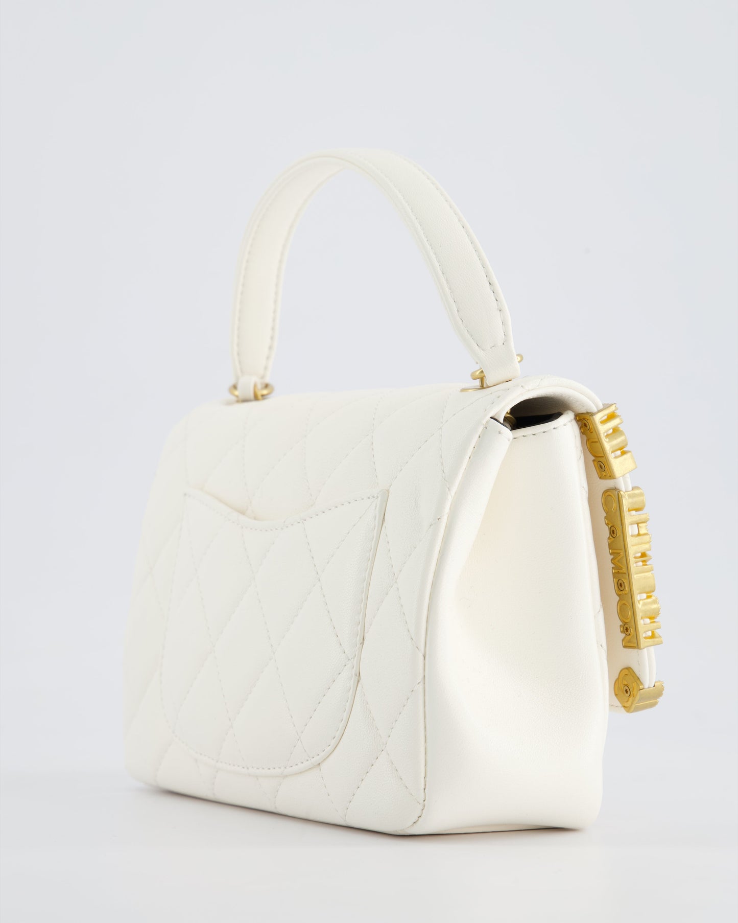 *LIMITED EDITION* Chanel White Paris Monaco Mini Single Flap Bag with Black Interior, Crystal Details and Brushed Gold Hardware