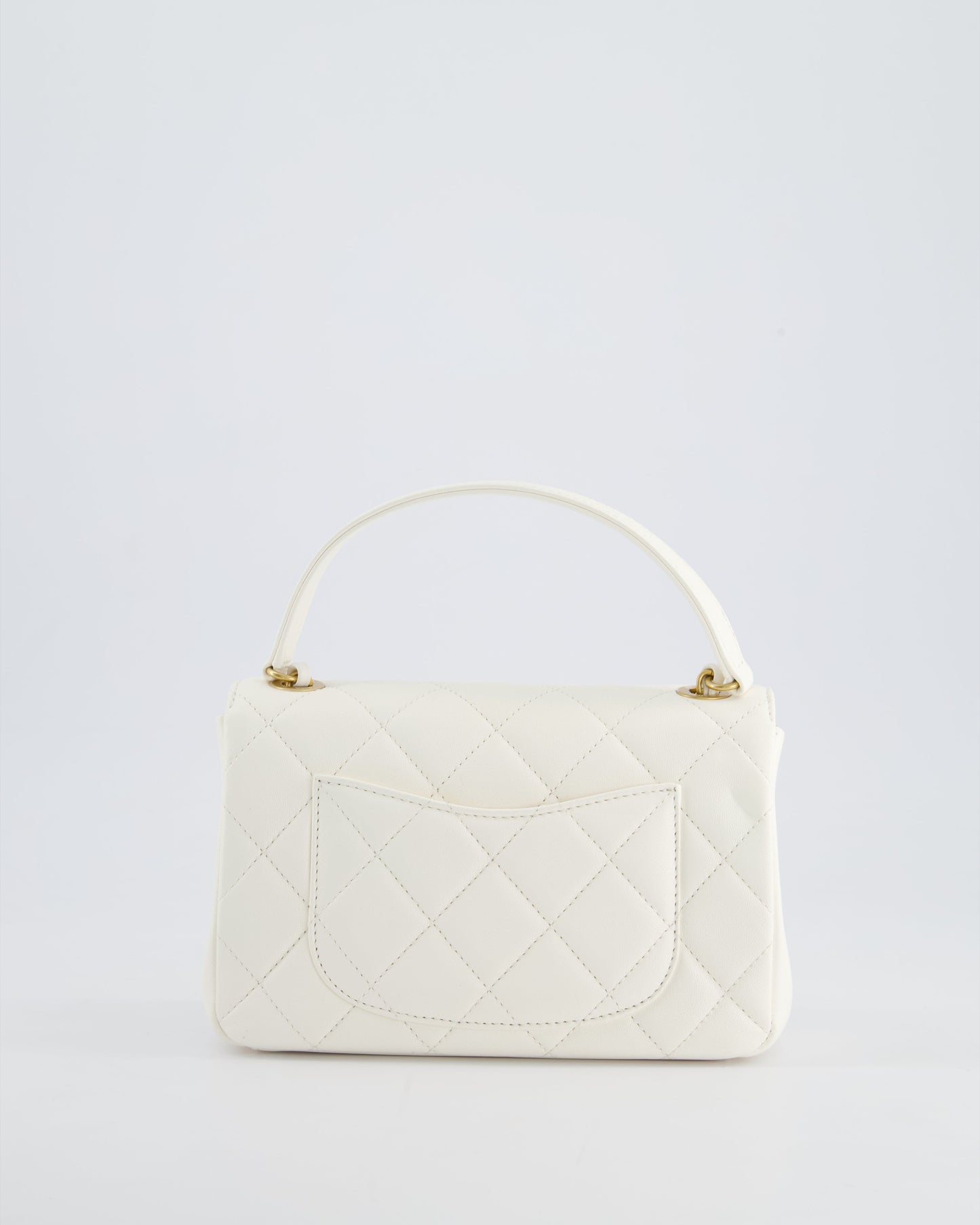 *LIMITED EDITION* Chanel White Paris Monaco Mini Single Flap Bag with Black Interior, Crystal Details and Brushed Gold Hardware