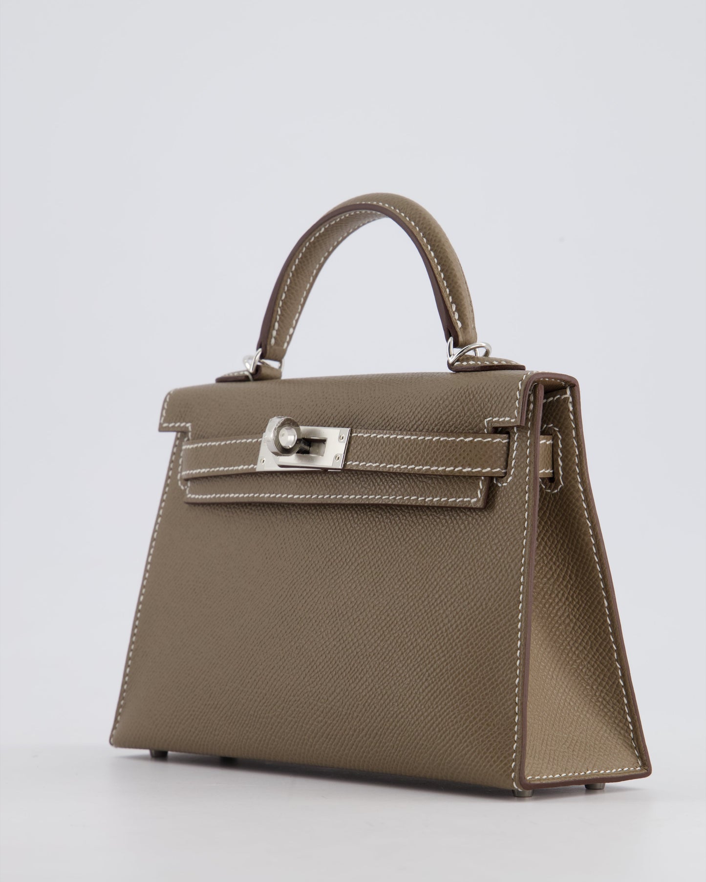 *HOT* The Elite Bags Mini Kelly II 20 Bag in Etoupe Epsom Leather with Palladium Hardware