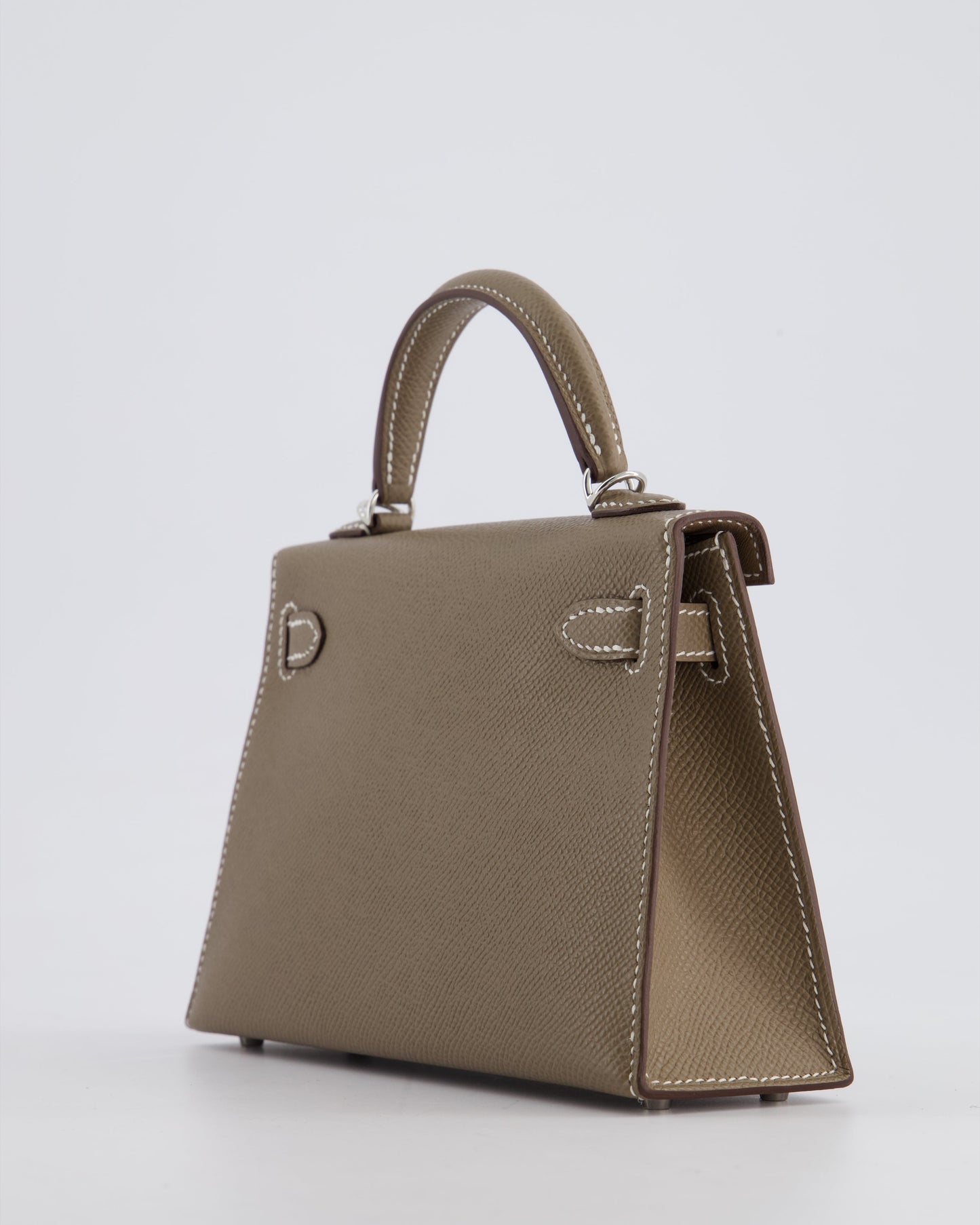 *HOT* The Elite Bags Mini Kelly II 20 Bag in Etoupe Epsom Leather with Palladium Hardware
