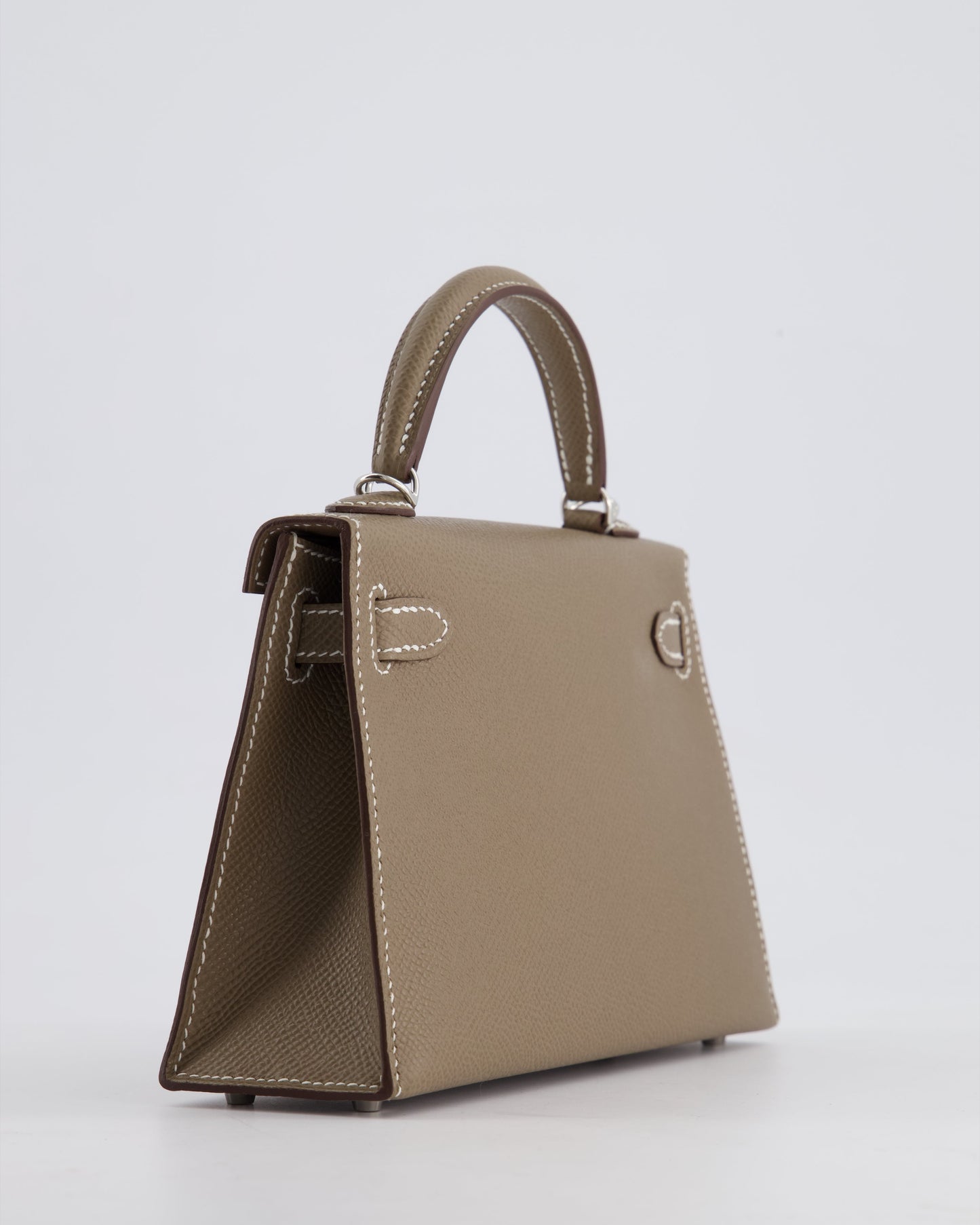 *HOT* The Elite Bags Mini Kelly II 20 Bag in Etoupe Epsom Leather with Palladium Hardware