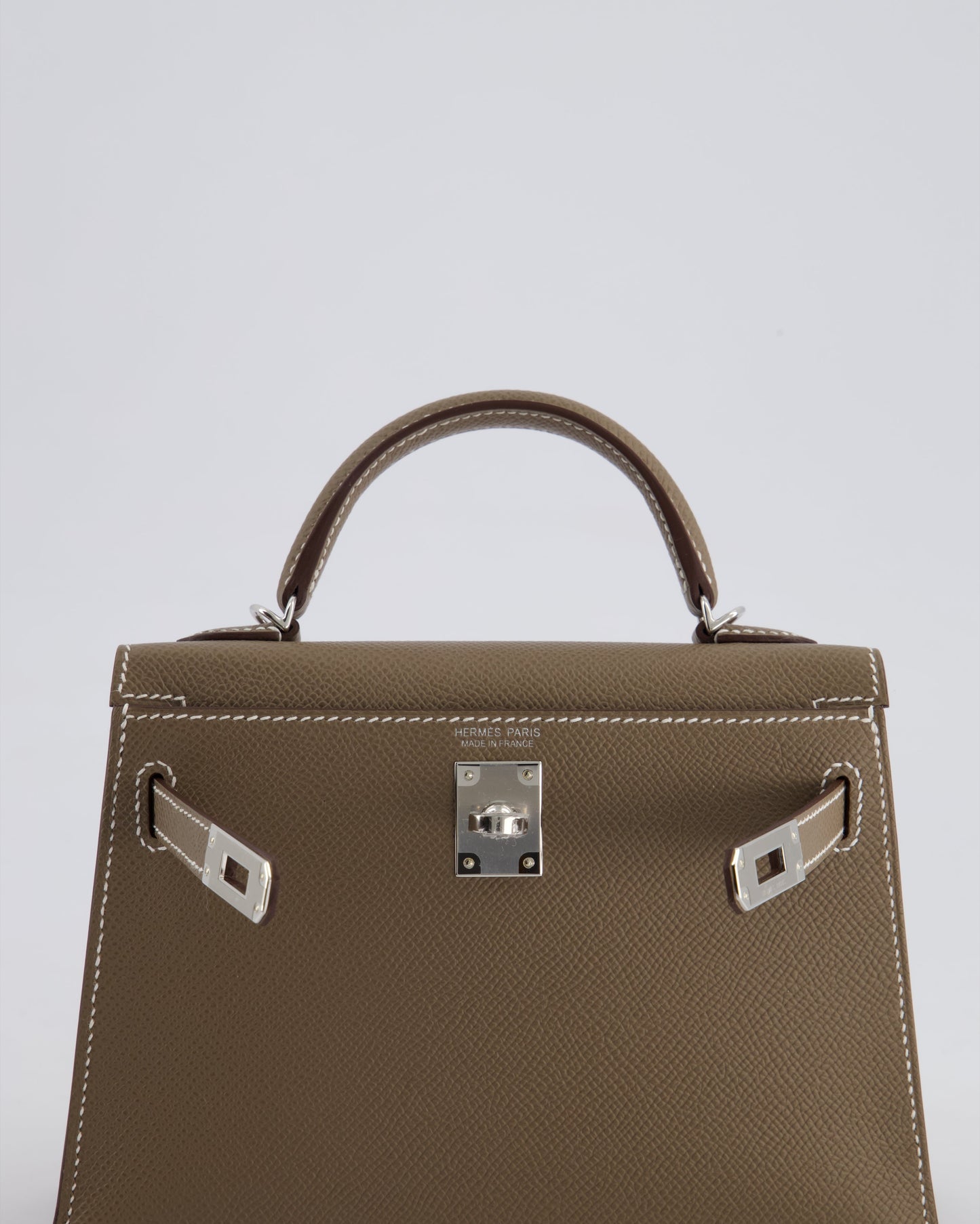 *HOT* The Elite Bags Mini Kelly II 20 Bag in Etoupe Epsom Leather with Palladium Hardware