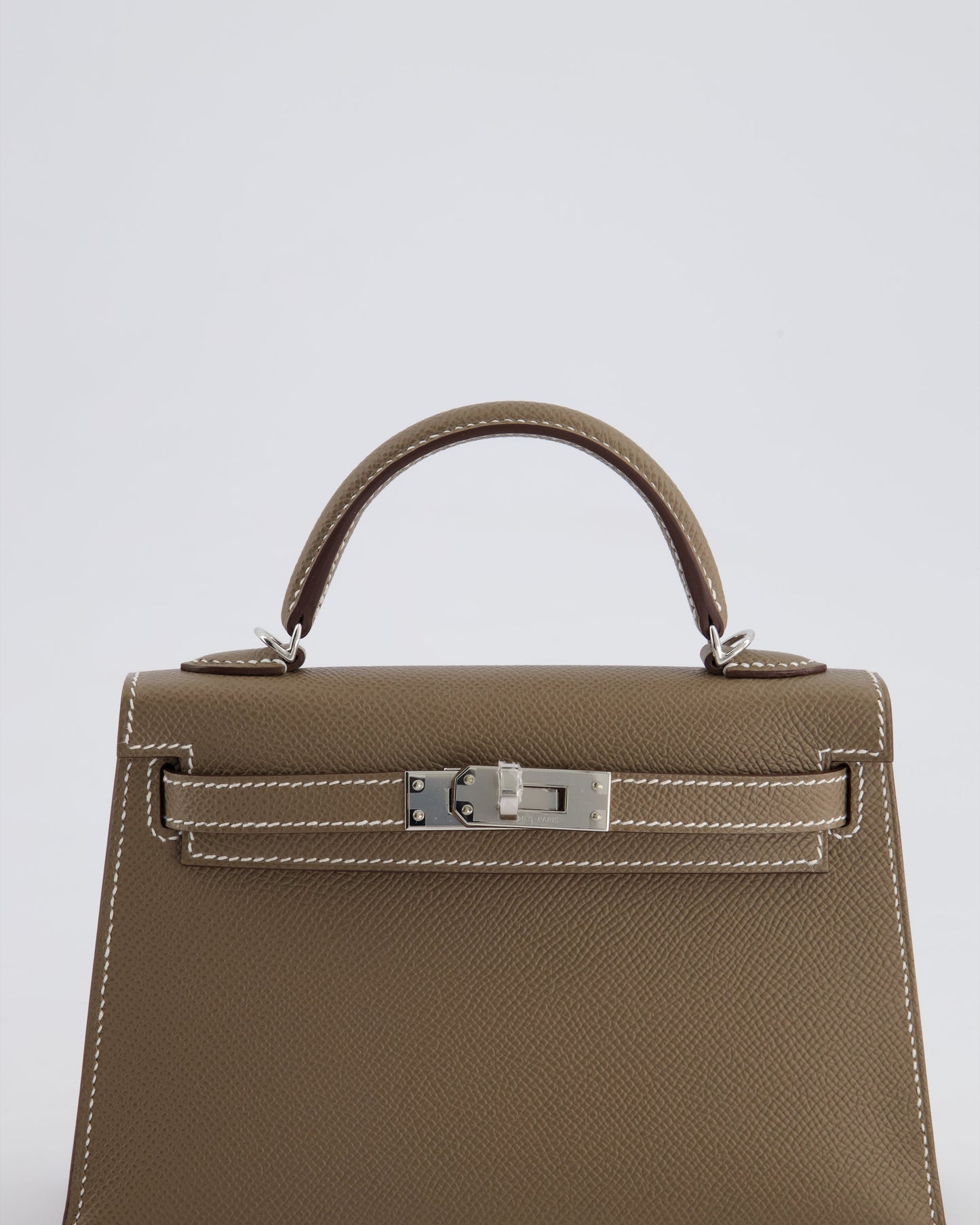 *HOT* The Elite Bags Mini Kelly II 20 Bag in Etoupe Epsom Leather with Palladium Hardware