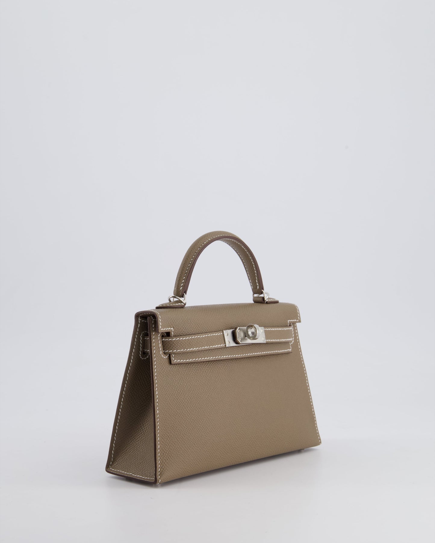 *HOT* The Elite Bags Mini Kelly II 20 Bag in Etoupe Epsom Leather with Palladium Hardware