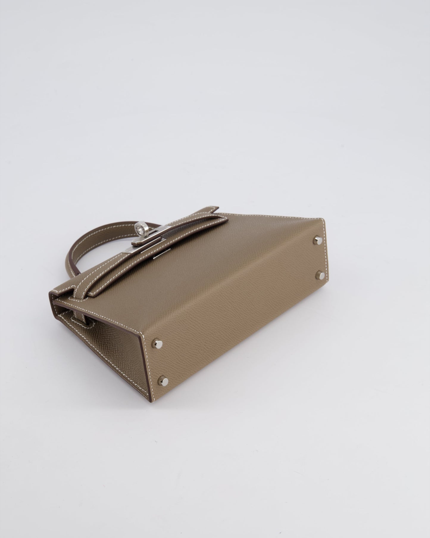 *HOT* The Elite Bags Mini Kelly II 20 Bag in Etoupe Epsom Leather with Palladium Hardware