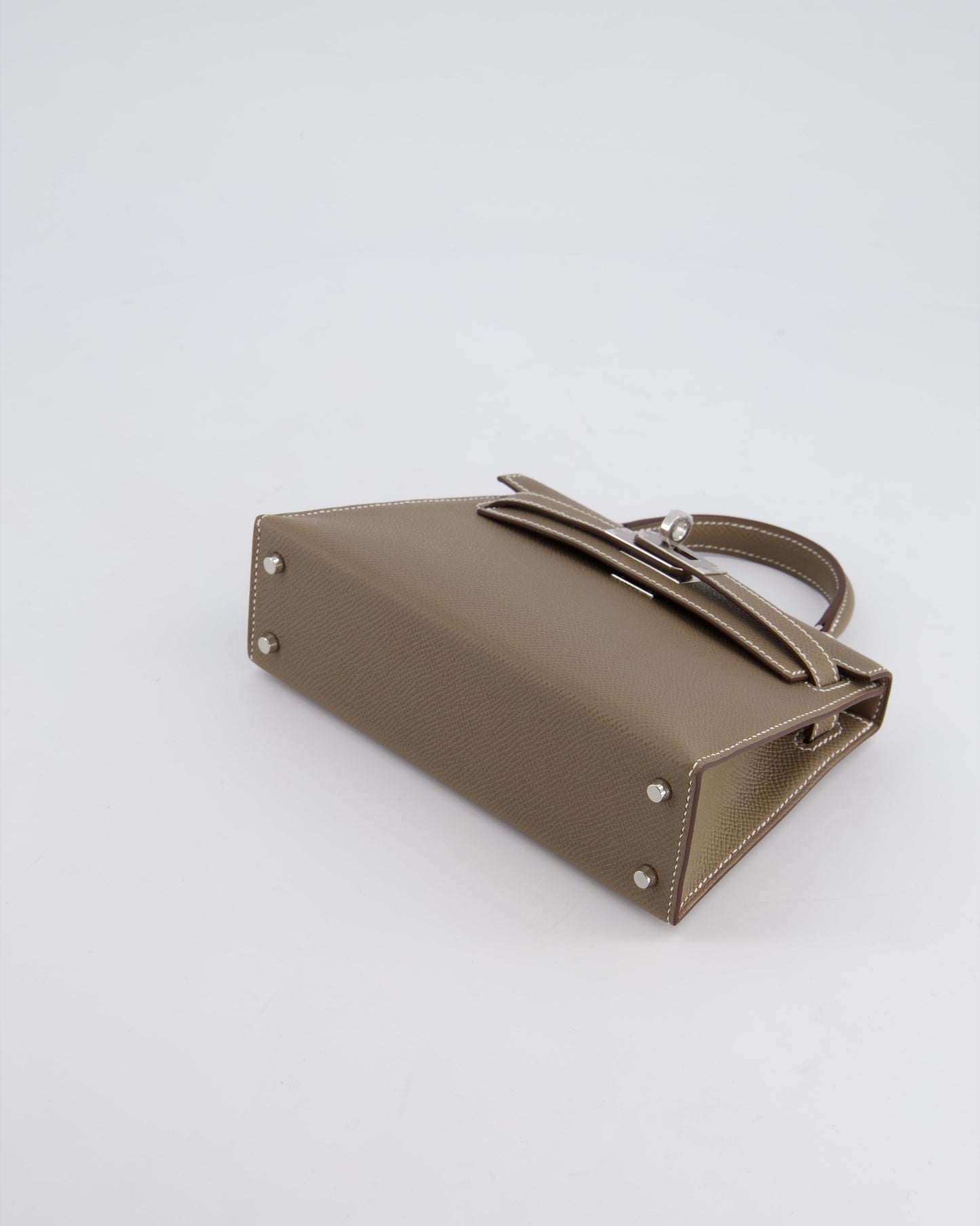 *HOT* The Elite Bags Mini Kelly II 20 Bag in Etoupe Epsom Leather with Palladium Hardware