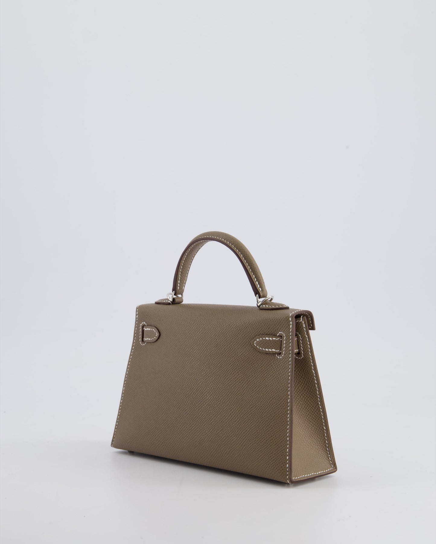 *HOT* The Elite Bags Mini Kelly II 20 Bag in Etoupe Epsom Leather with Palladium Hardware