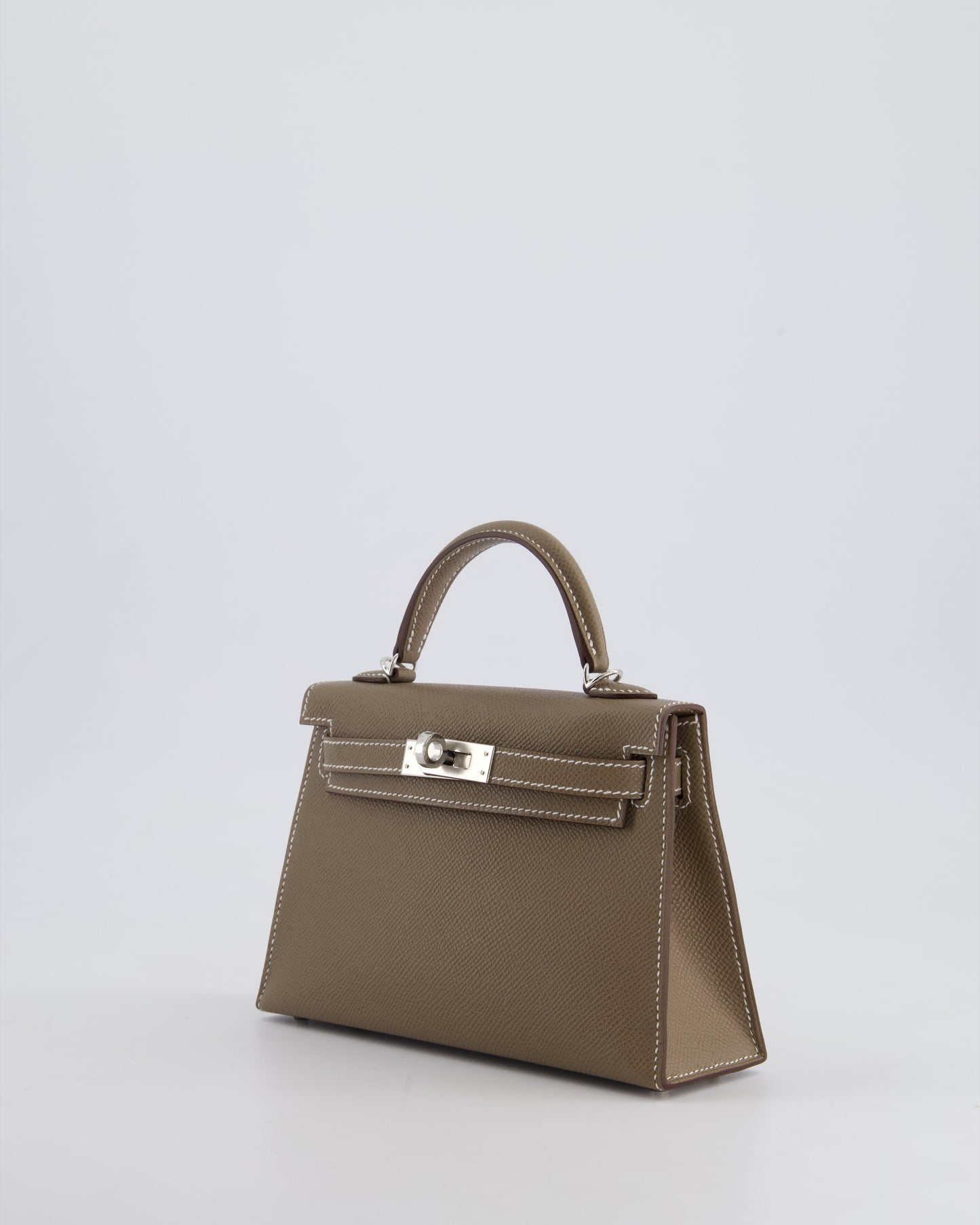*HOT* The Elite Bags Mini Kelly II 20 Bag in Etoupe Epsom Leather with Palladium Hardware