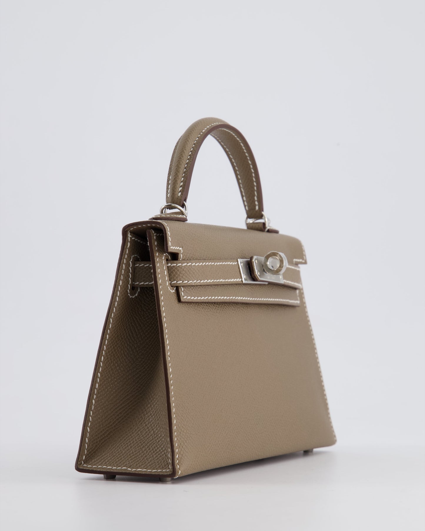 *HOT* The Elite Bags Mini Kelly II 20 Bag in Etoupe Epsom Leather with Palladium Hardware