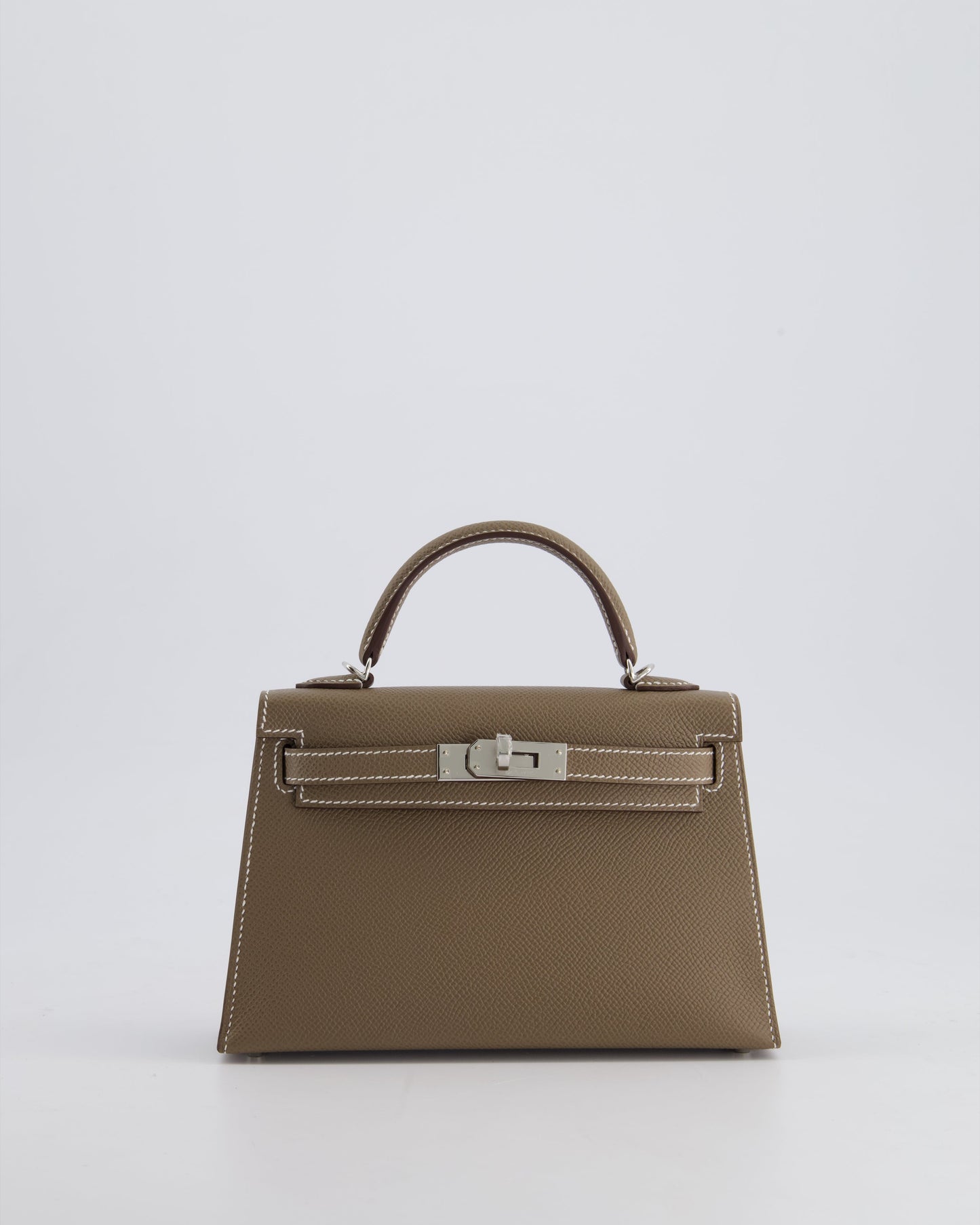 *HOT* The Elite Bags Mini Kelly II 20 Bag in Etoupe Epsom Leather with Palladium Hardware