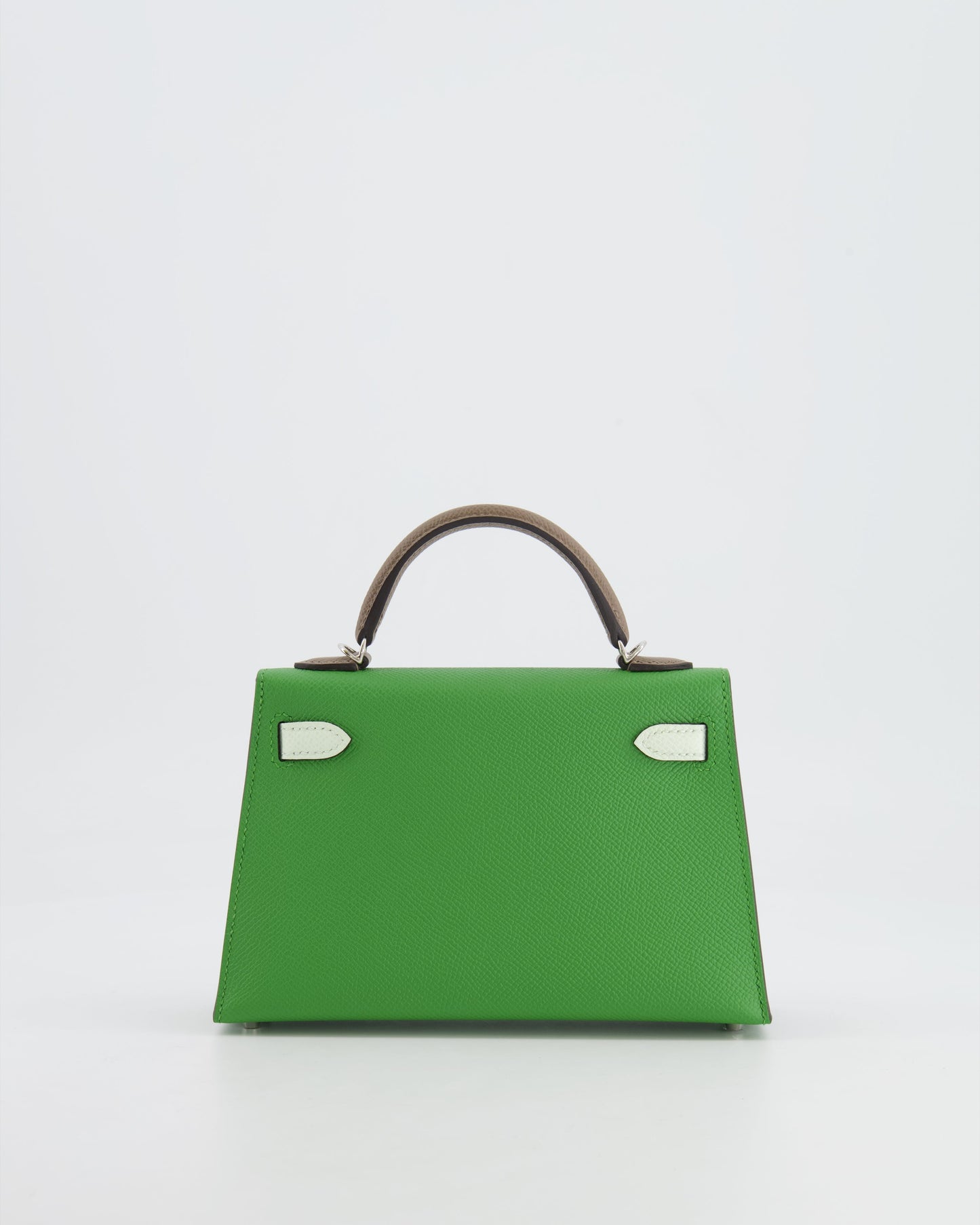 *RARE* Herm�s Mini Kelly II Tricolour 20cm Bag In Vert Yucca, Vert Fizz and Etoupe Epsom Leather with Palladium Hardware