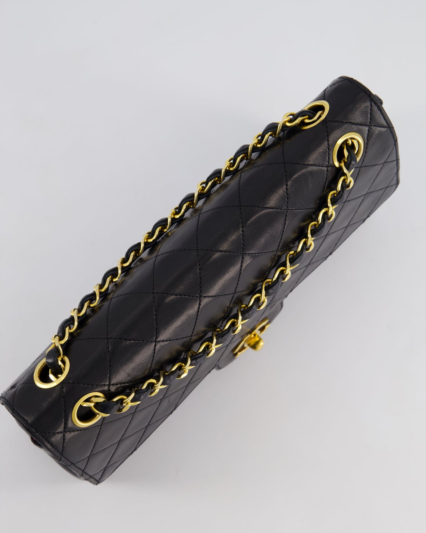 Chanel   Black Medium Classic Double Flap Bag in Lambskin Leather with 24K Gold Hardware