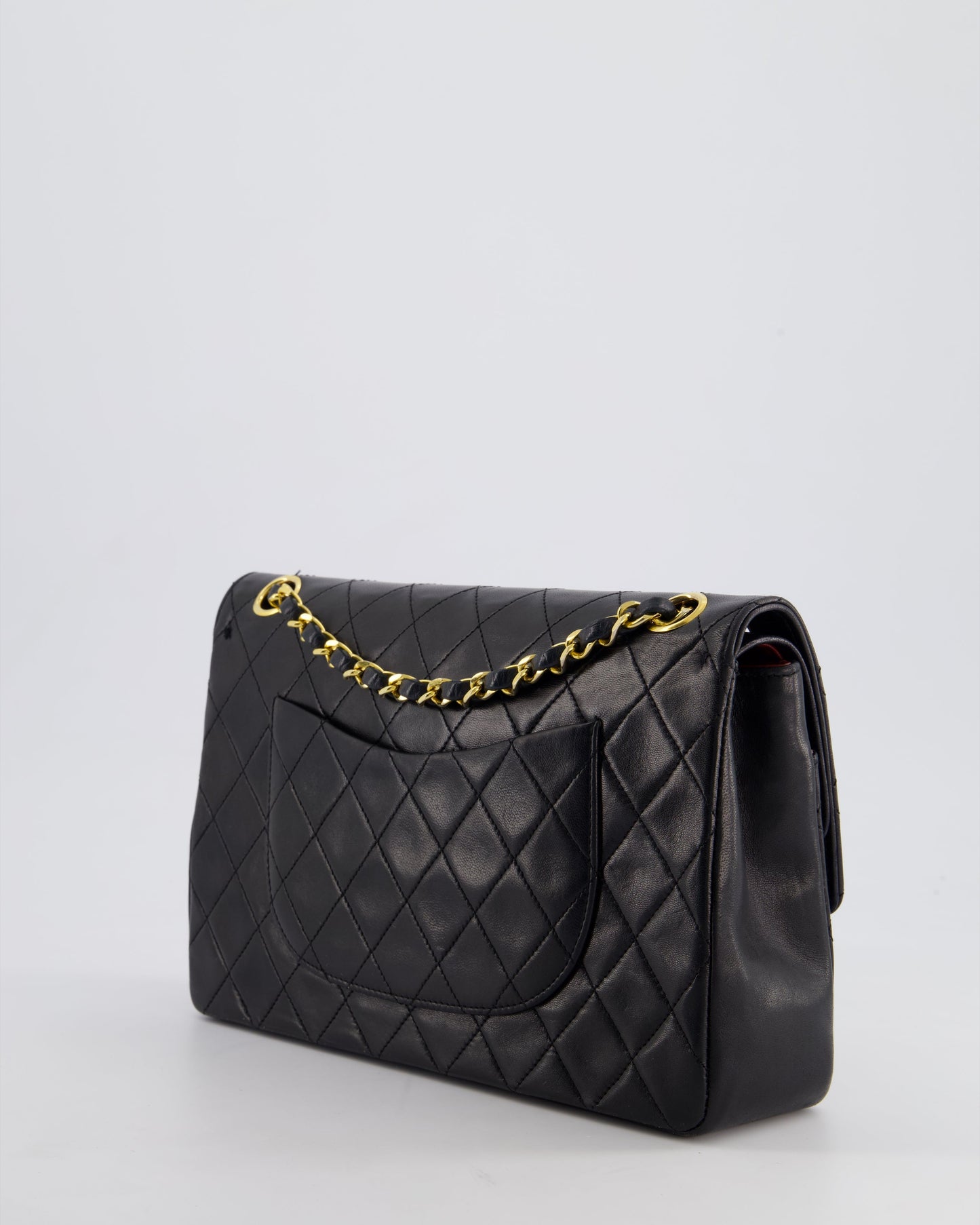 Chanel   Black Medium Classic Double Flap Bag in Lambskin Leather with 24K Gold Hardware