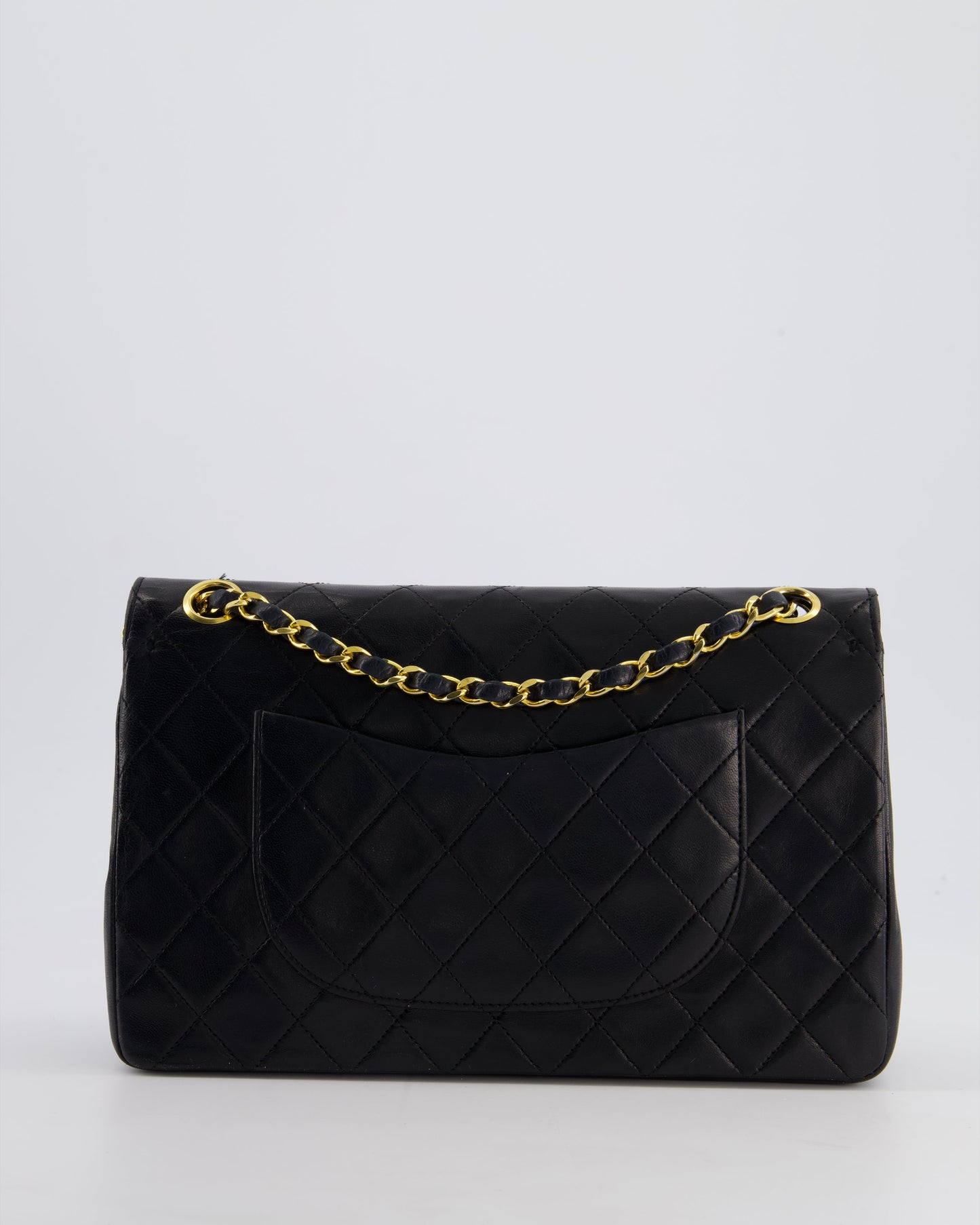 Chanel   Black Medium Classic Double Flap Bag in Lambskin Leather with 24K Gold Hardware