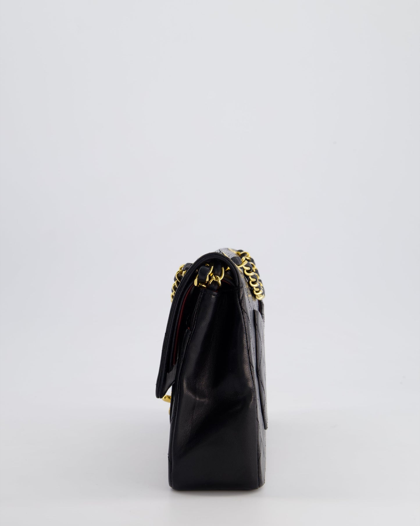 Chanel   Black Medium Classic Double Flap Bag in Lambskin Leather with 24K Gold Hardware