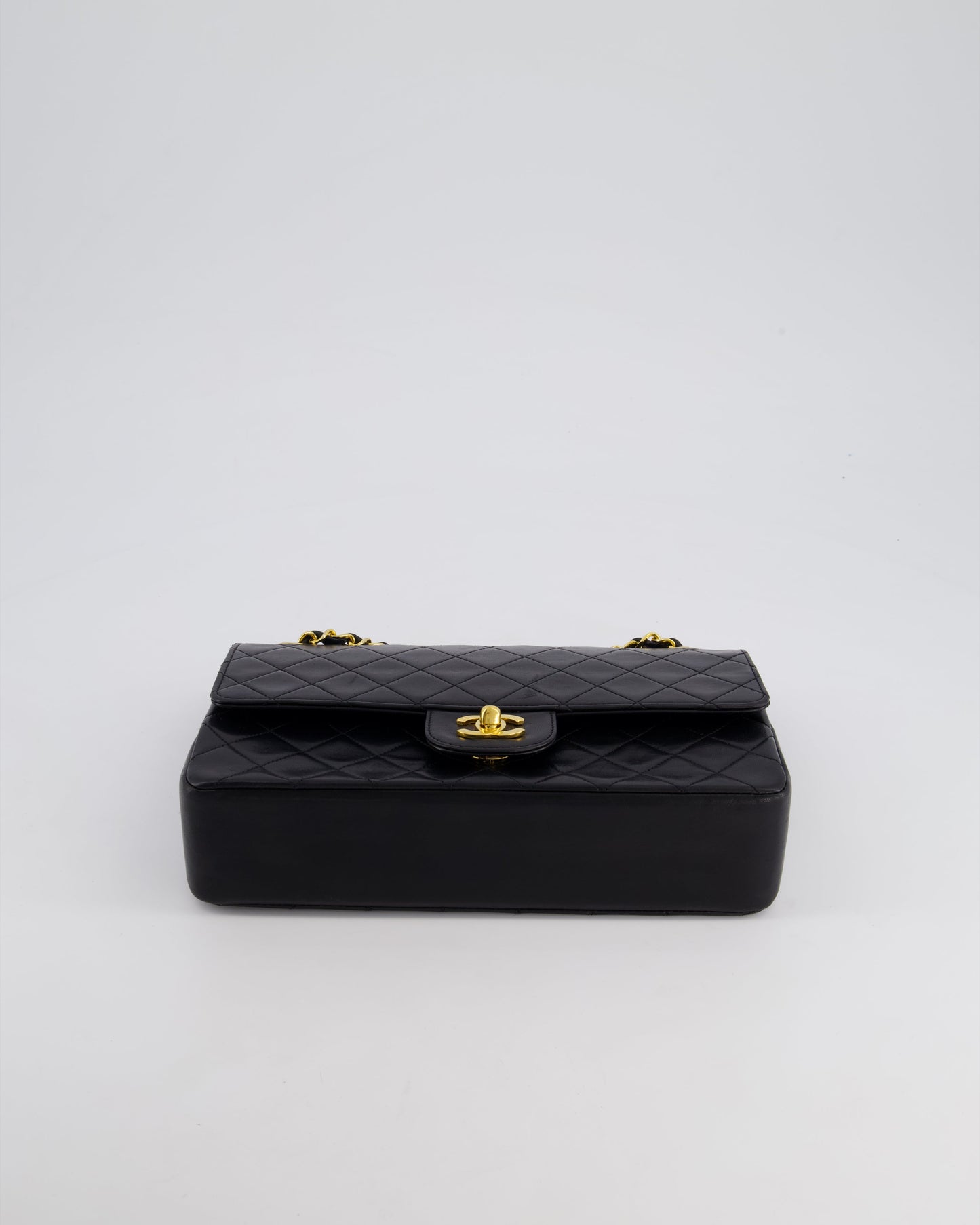 Chanel   Black Medium Classic Double Flap Bag in Lambskin Leather with 24K Gold Hardware