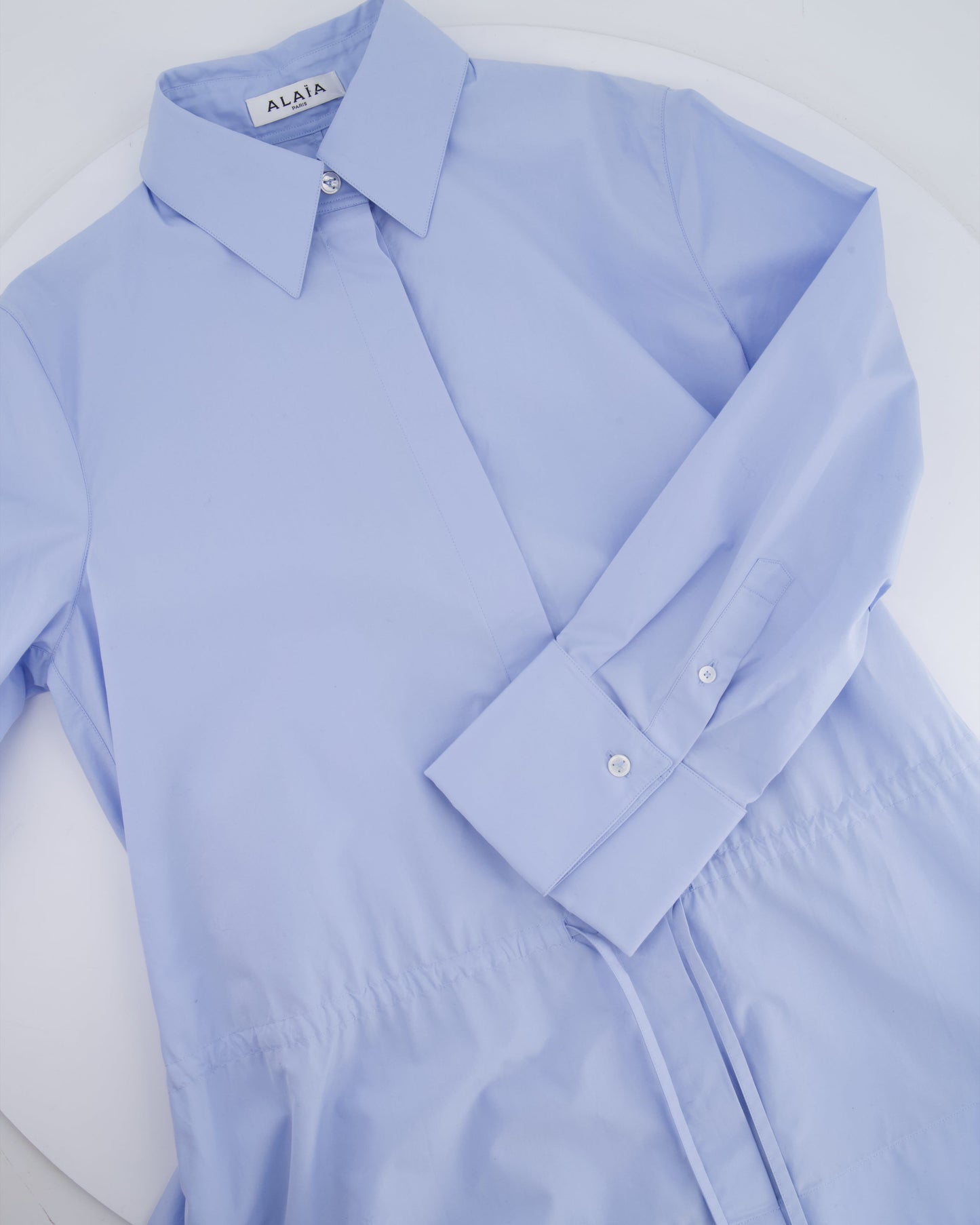 Ala•a Blue Long Sleeve Midi Dress with Back Cut Detail Size FR 36 (UK 8)