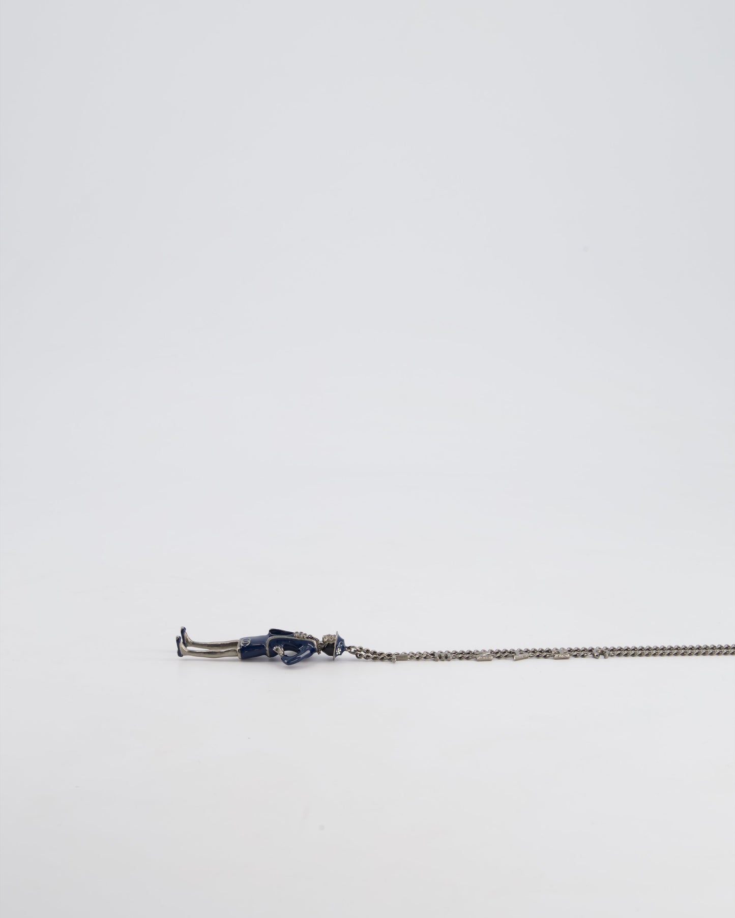 *HOT* Chanel Grey Mademoiselle Doll Charm Necklace with COCO & CHANEL Chain Details
