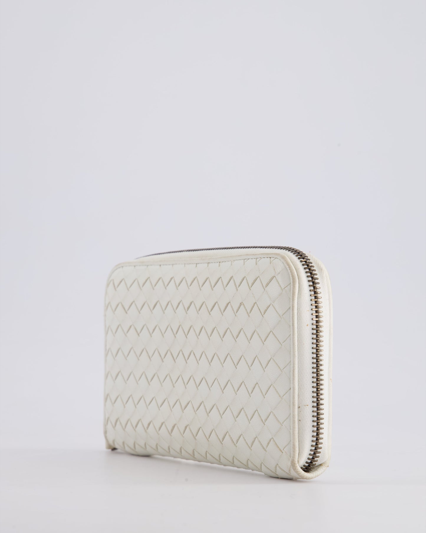 Bottega Veneta White Intrecciato Wallet