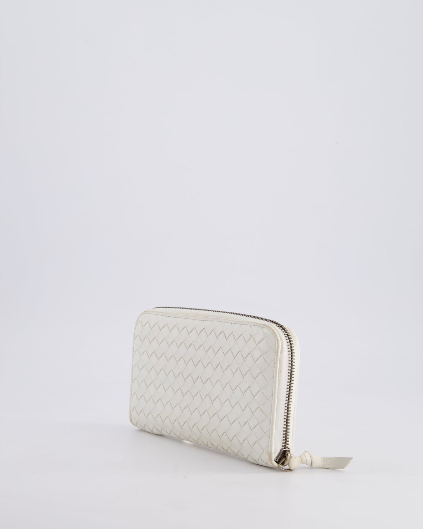 Bottega Veneta White Intrecciato Wallet