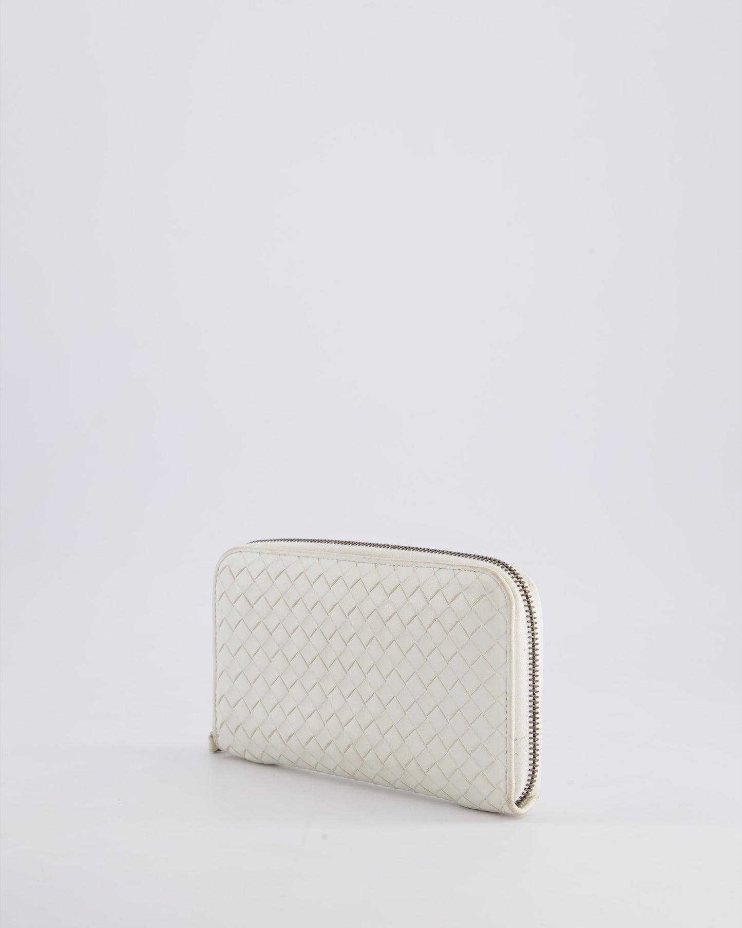 Bottega Veneta White Intrecciato Wallet