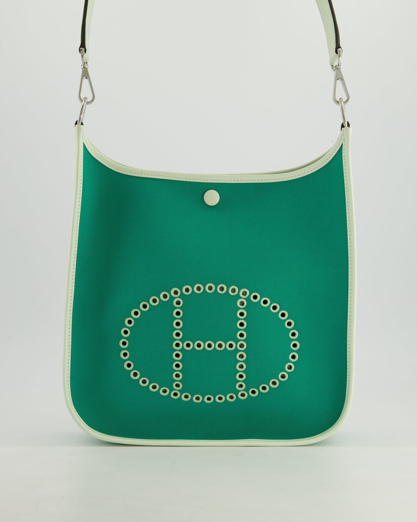 *NEW STYLE* The Elite Bags Neo Evelyne 29cm in Menthe Canvas, Bleu Azteque Interior & Vert Fizz Swift Leather with Palladium Hardware